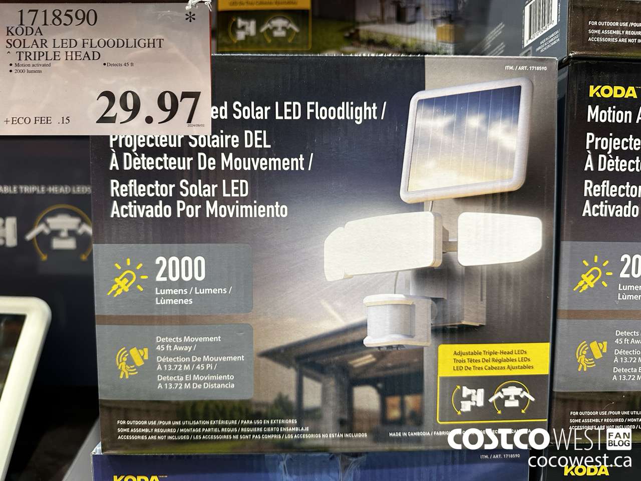 1718590 KODA SOLAR LED FLOODLIGHT TRIPLE HEAD $29.97