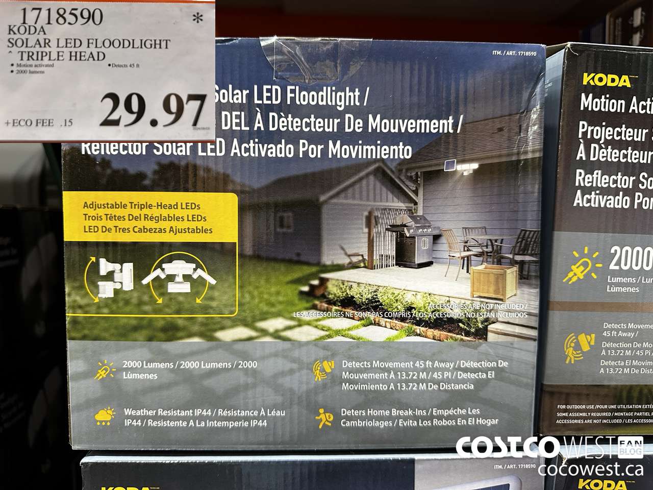 1718590 KODA SOLAR LED FLOODLIGHT TRIPLE HEAD $29.97