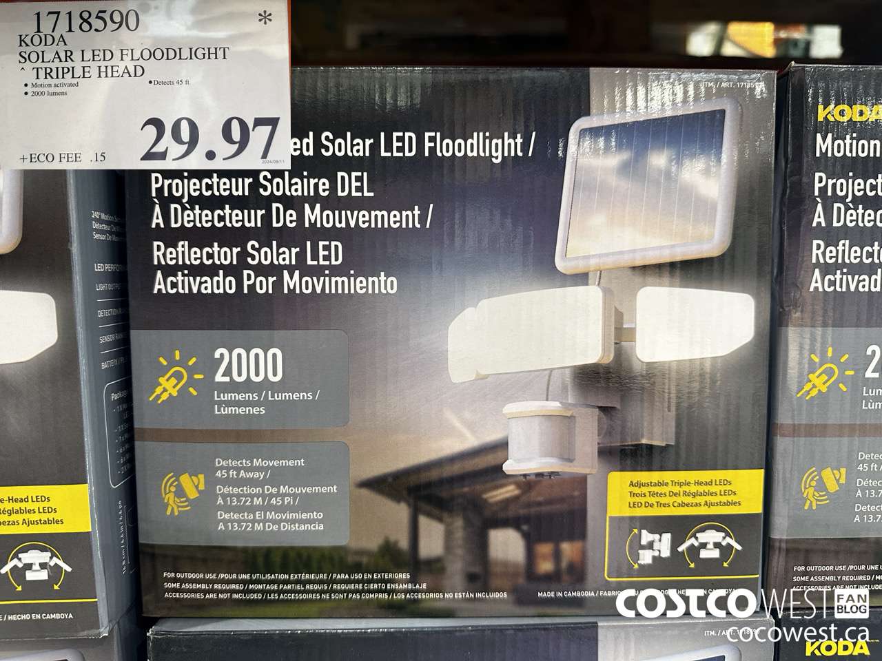 1718590 KODA SOLAR LED FLOODLIGHT TRIPLE HEAD $29.97