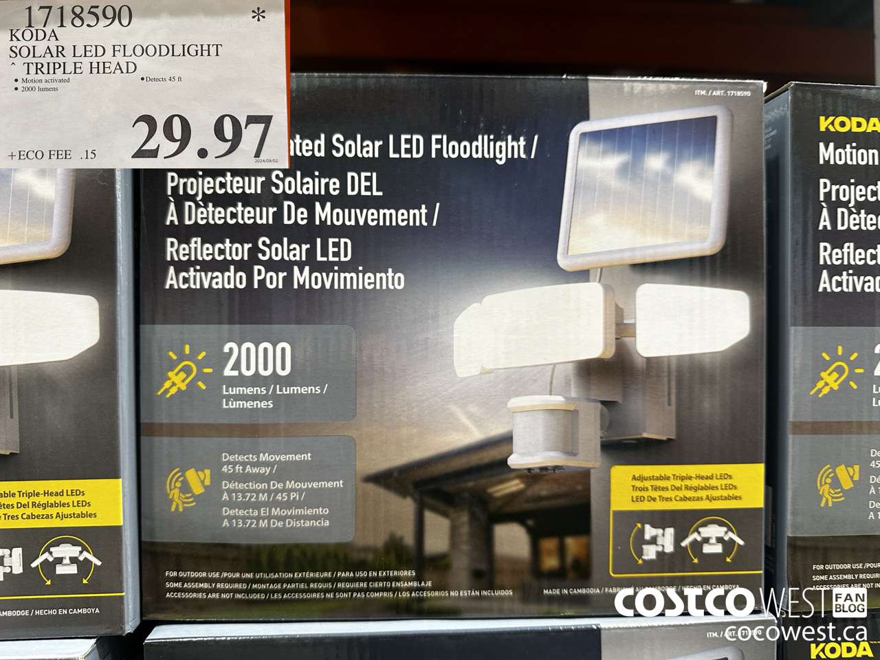 1718590 KODA SOLAR LED FLOODLIGHT TRIPLE HEAD $29.97