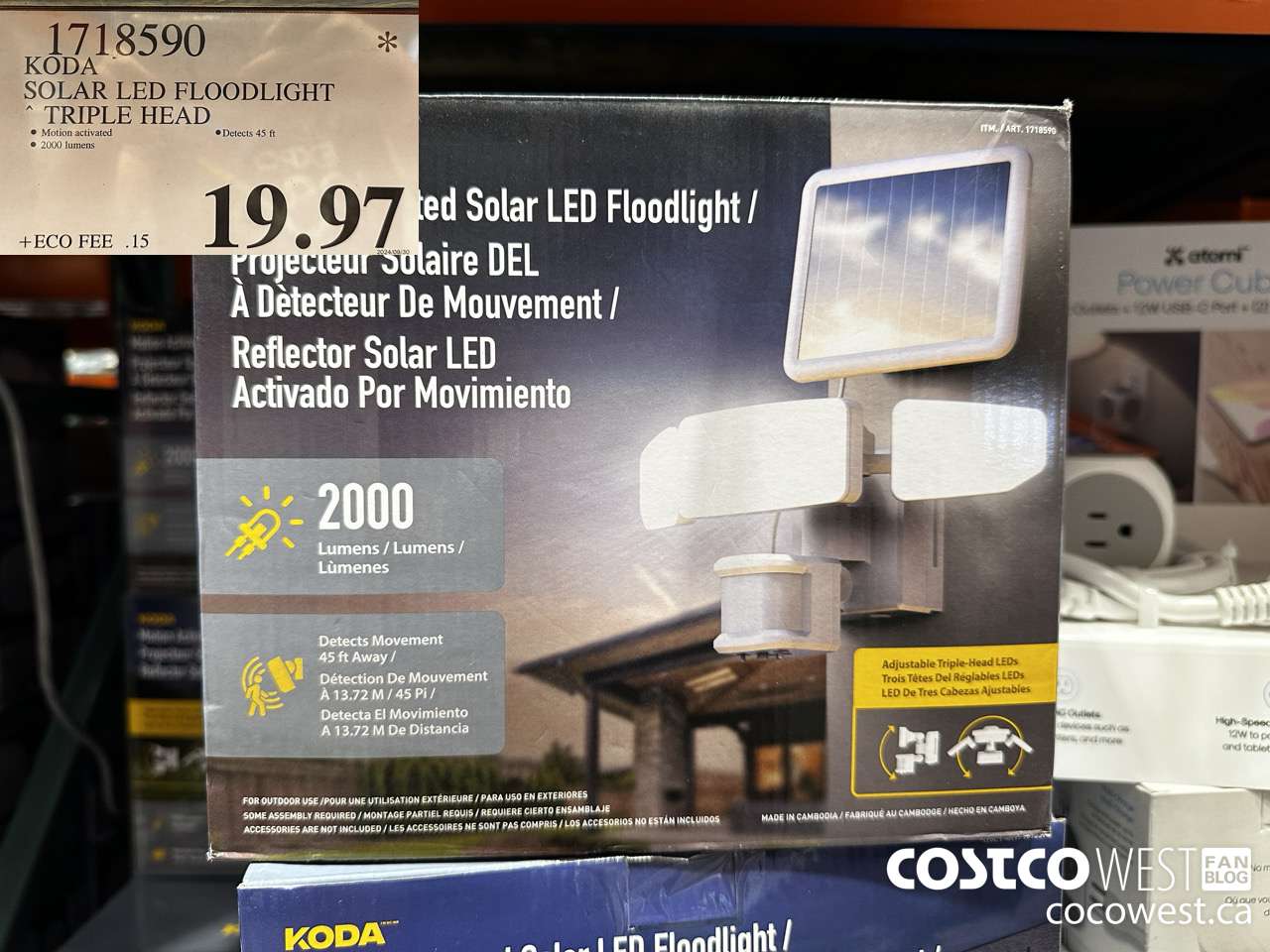 1718590 KODA SOLAR LED FLOODLIGHT TRIPLE HEAD $19.97