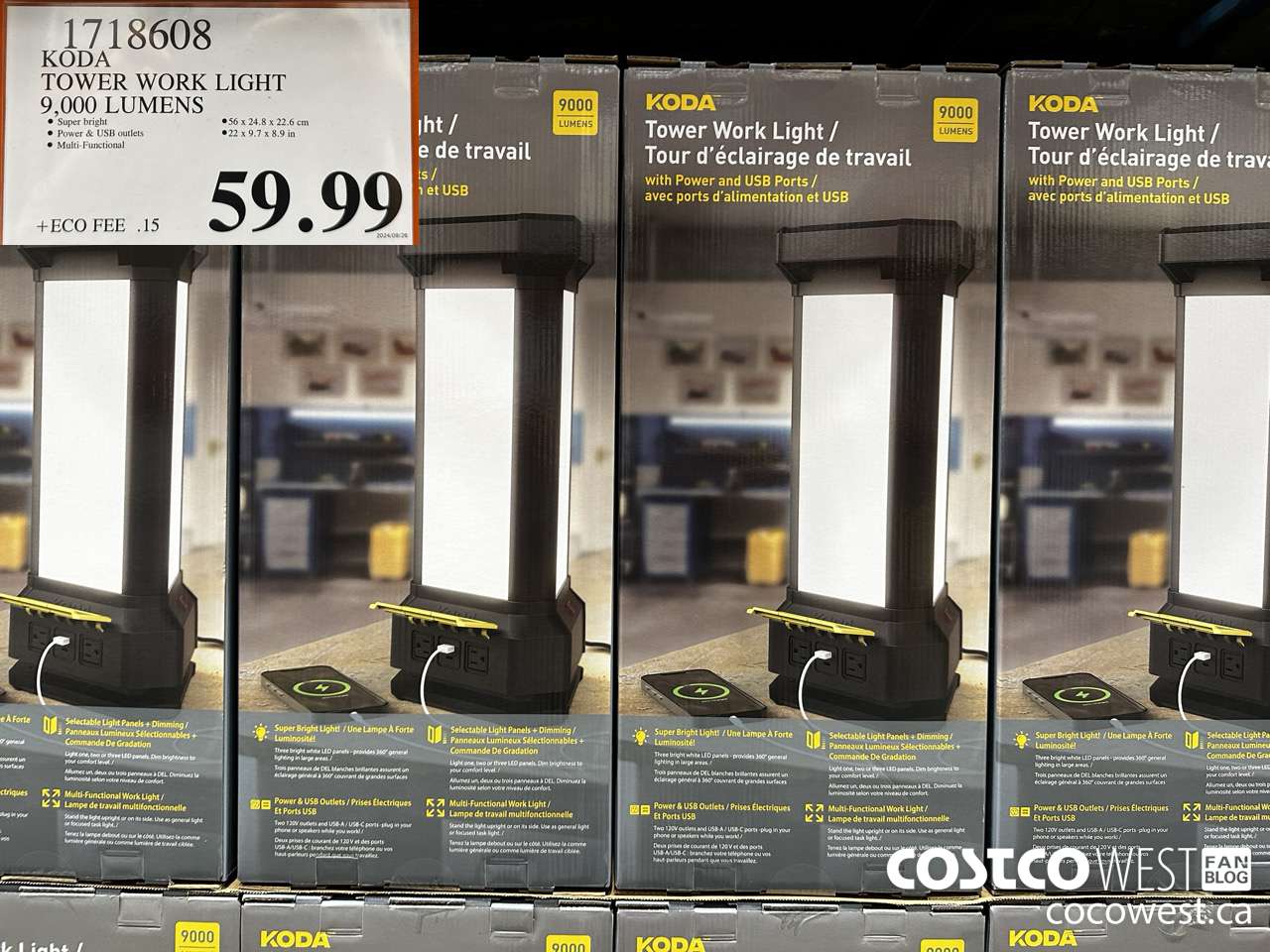 1718608 KODA TOWERS WORK LIGHT 9,000 LUMENS $59.99