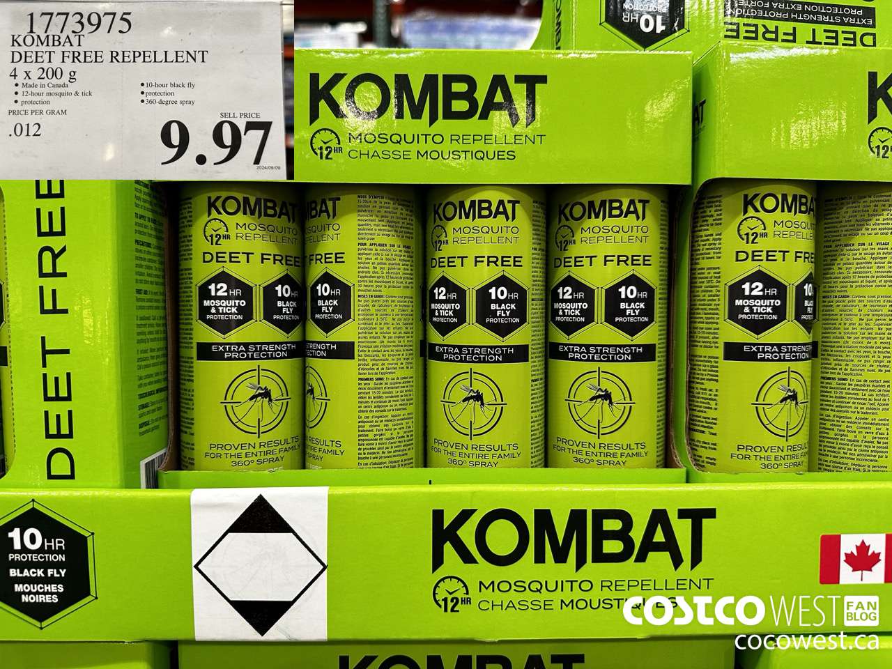 1773975 KOMBAT DEET FREE REPELLENT 4 x 200 g $9.97