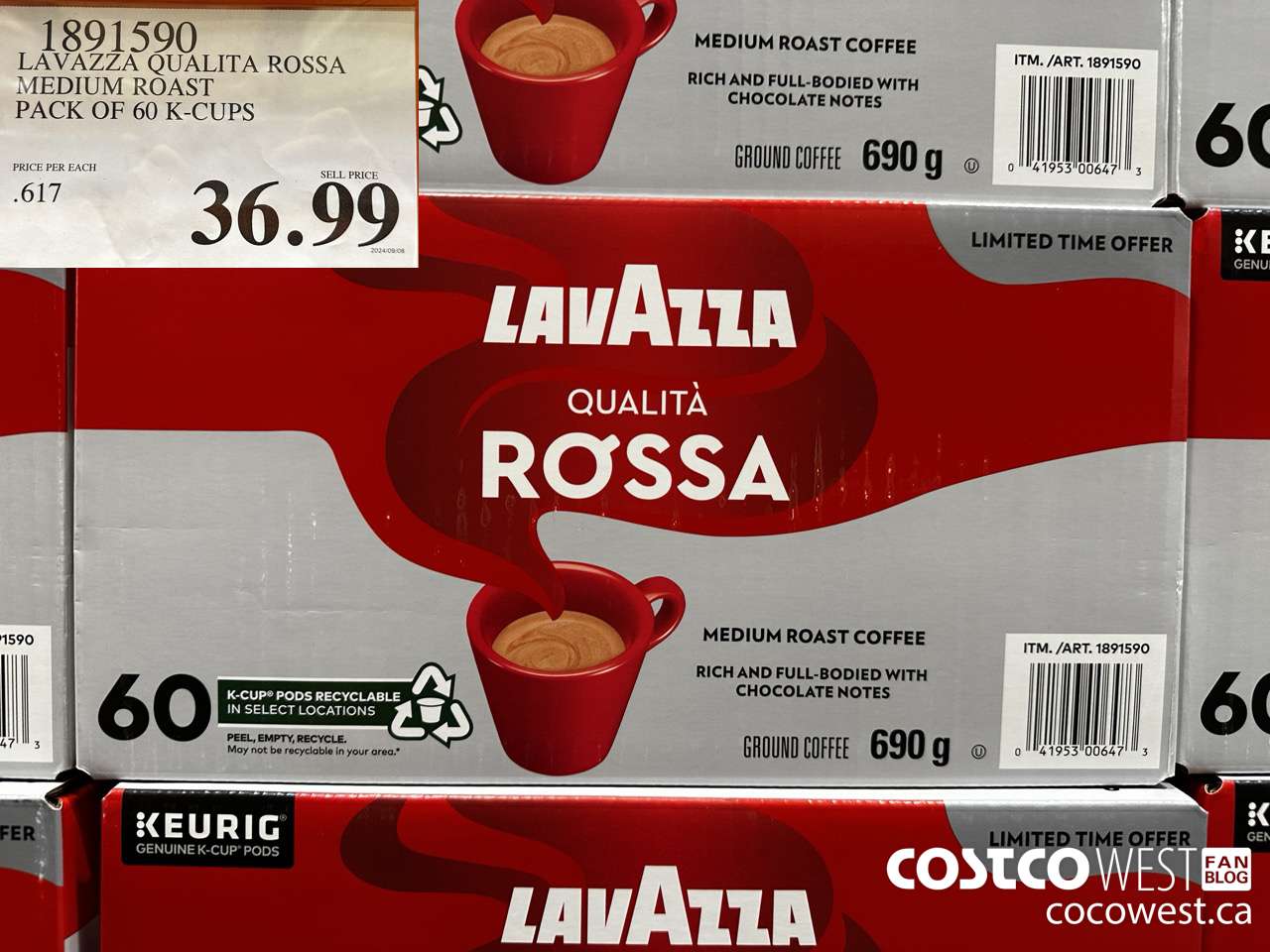 1891590 LAVAZZA QUALITA ROSSA MEDIUM ROAST PACK OF 60 K-CUPS $36.99