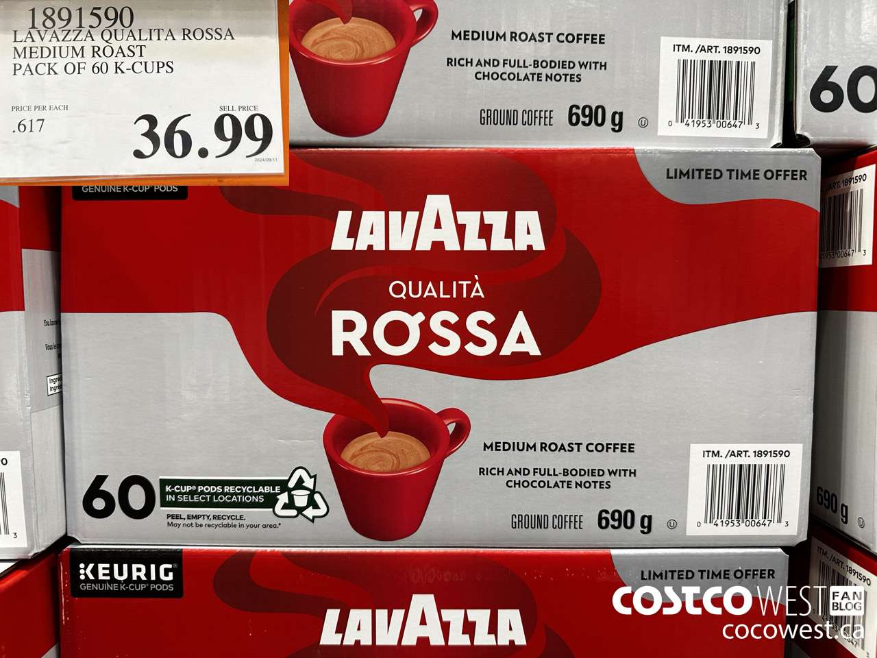 1891590 LAVAZZA QUALITA ROSSA MEDIUM ROAST PACK OF 60 K-CUPS $36.99