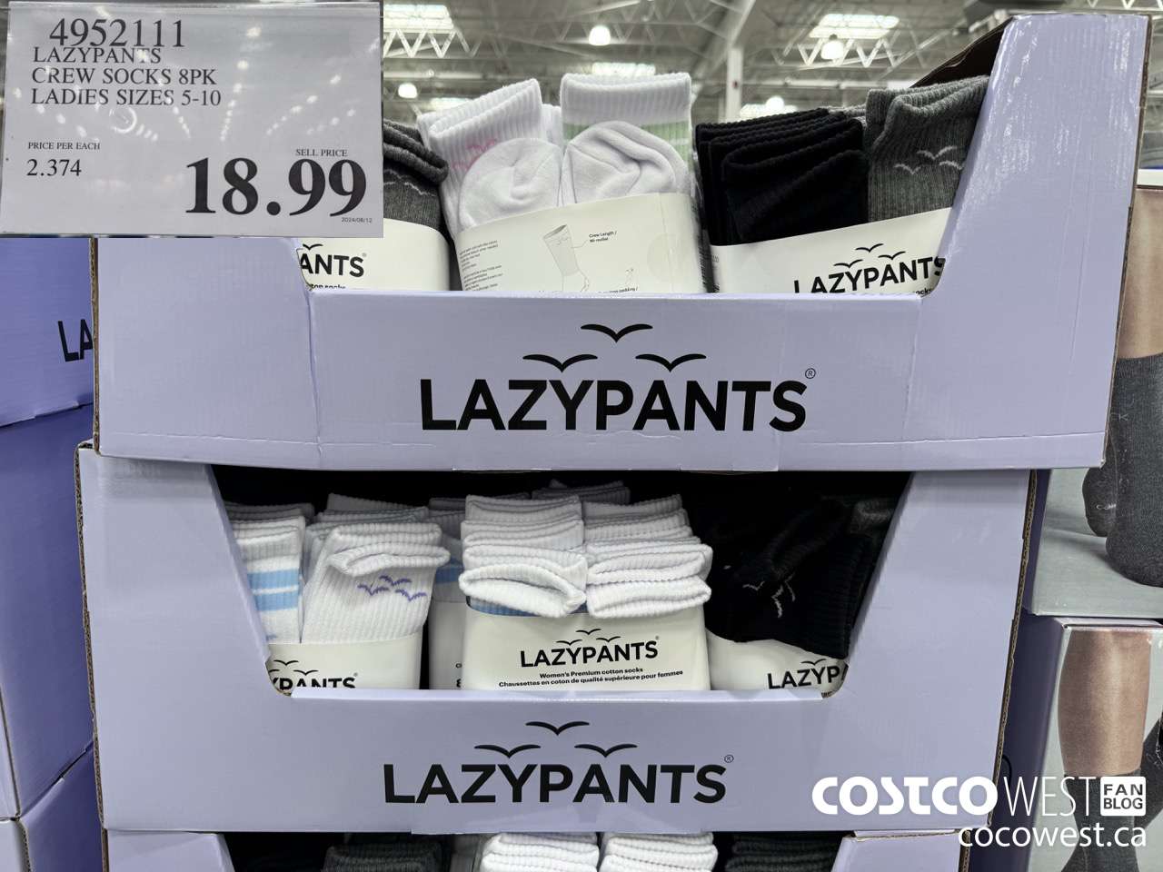 4952111 LAZYPANTS CREW SOCKS 8PK LADIES SIZES 5-10 $18.99