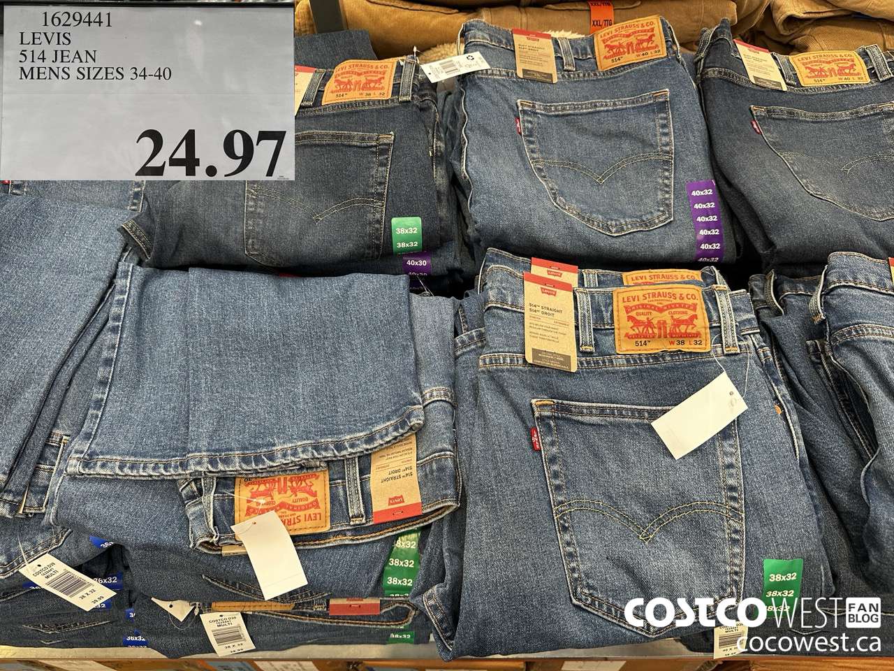 1629441 LEVIS 514 JEAN MEDIUM WASH MENS SIZE 34-40 $24.97