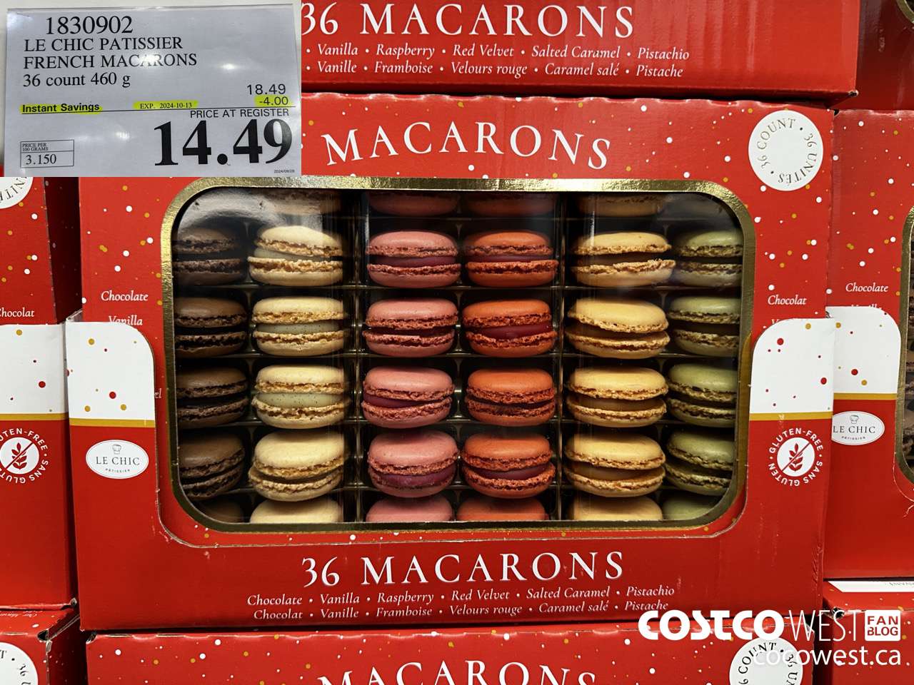 1830902 LE CHIC PATISSIER FRENCH MACARONS 36 COUNT 460G ($4.00 INSTANT SAVINGS EXPIRES ON 2024-10-13) $14.49