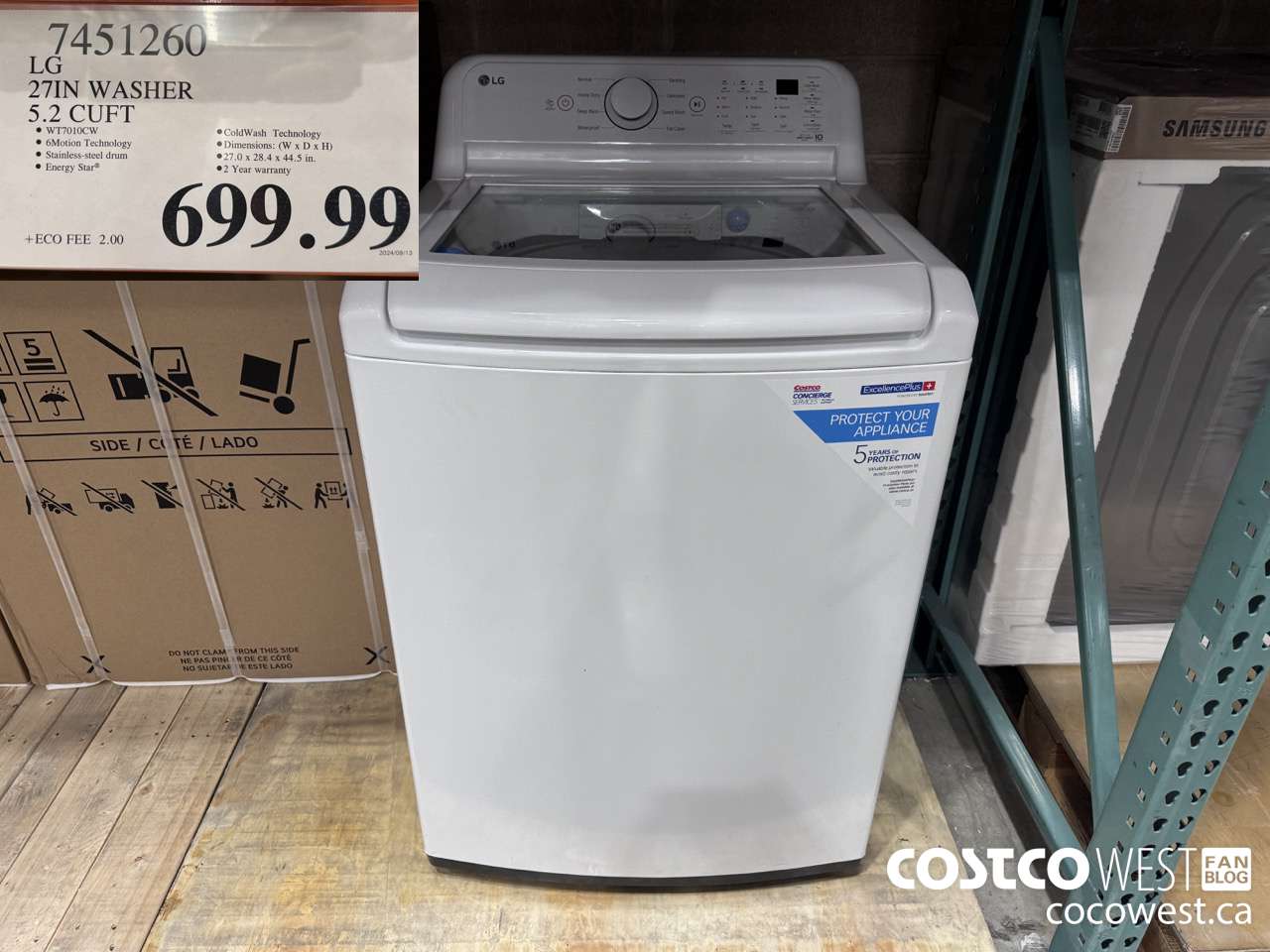 7451260 LG 27IN WASHER 5.2 CUFT $699.99