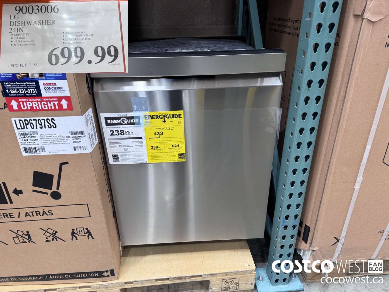 9003006 LG DISHWASHER 24IN $699.99