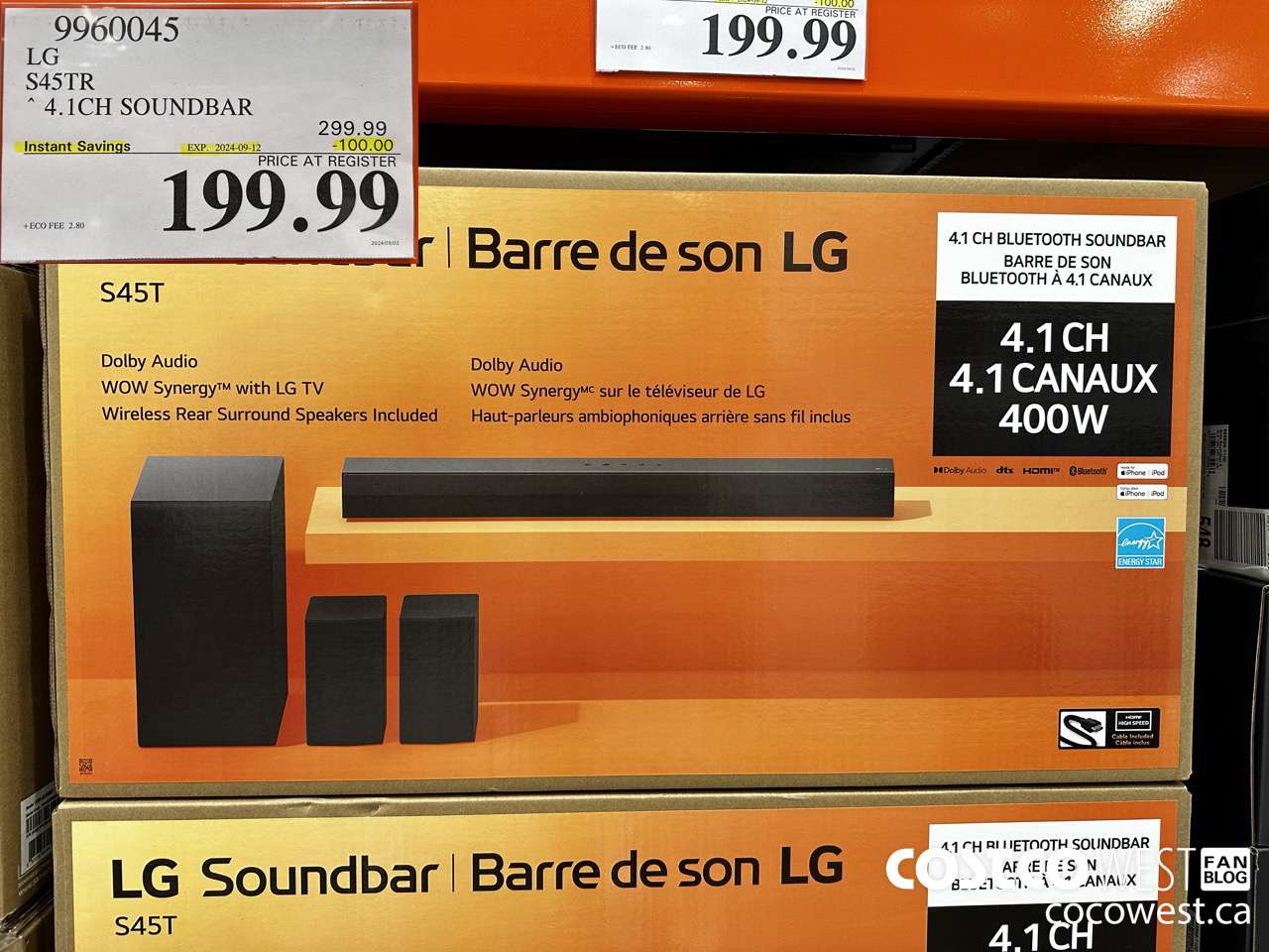 9960045 LG S45TR 4.1CH SOUNDBAR ($100.00 INSTANT SAVINGS EXPIRES ON 2024-09-12) $199.99