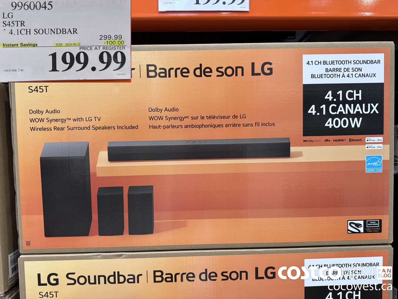 9960045 LG S45TR 4.1CH SOUNDBAR ($100.00 INSTANT SAVINGS EXPIRES ON 2024-09-12) $199.99