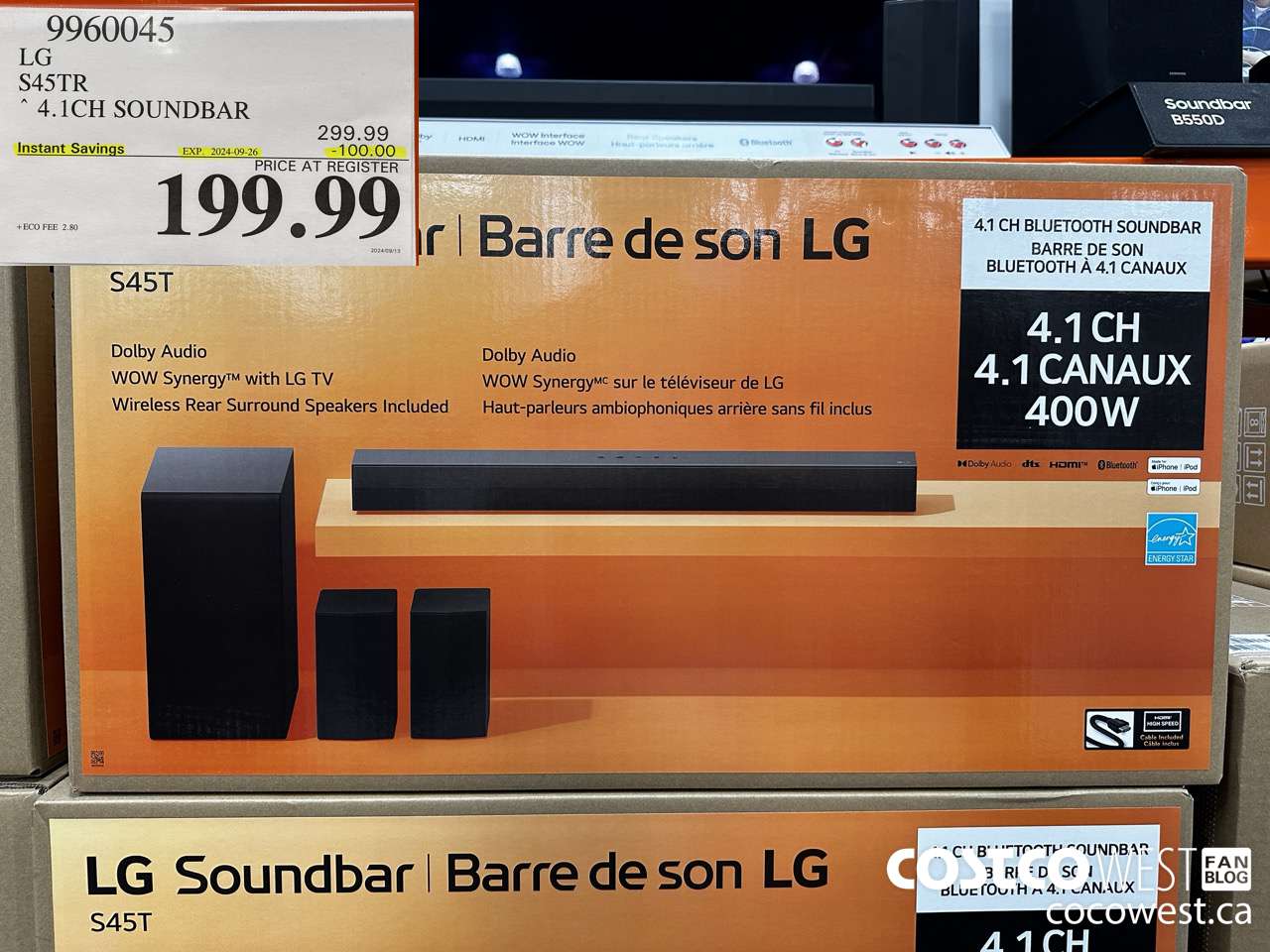 9960045 LG S45TR 4.1CH SOUNDBAR ($100.00 INSTANT SAVINGS EXPIRES ON 2024-09-26) $199.99