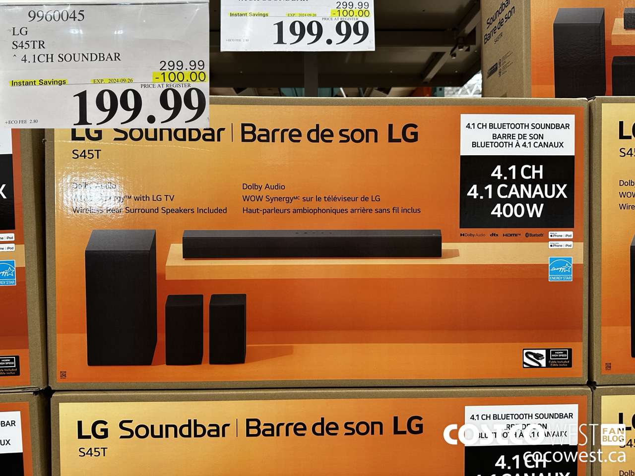 9960045 LG S45TR 4.1CH SOUNDBAR ($100.00 INSTANT SAVINGS EXPIRES ON 2024-09-26) $199.99