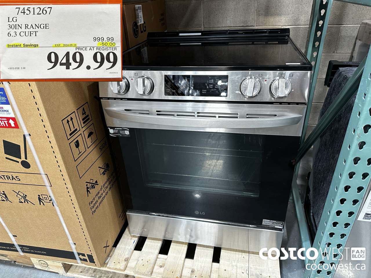 7451267 LG SLIDE-IN RANGE 6.3 CU. FT. ($50.00 INSTANT SAVINGS EXPIRES ON 2024-09-18) $949.99