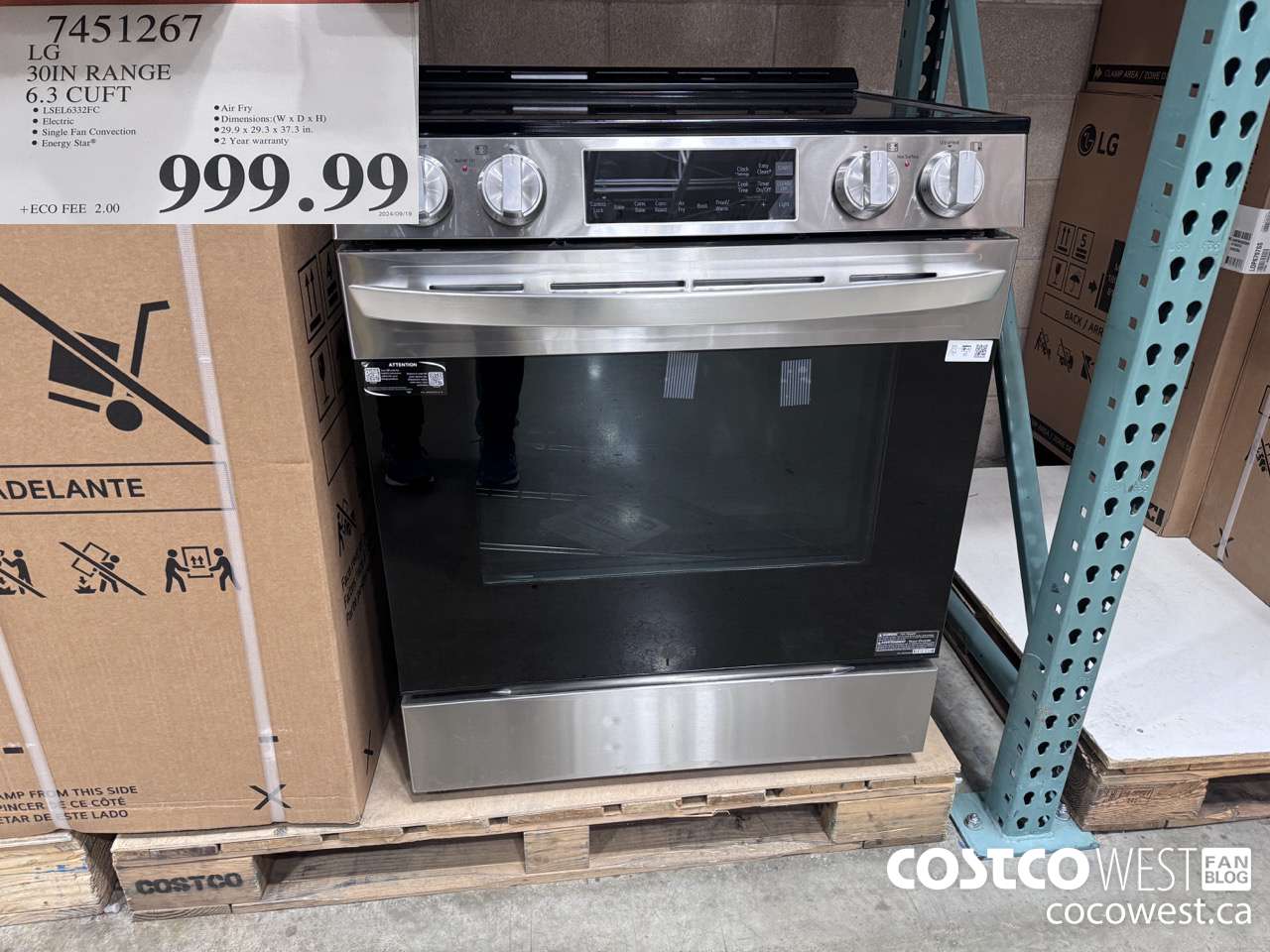 7451267 LG SLIDE-IN RANGE 6.3 CU. FT. $999.99