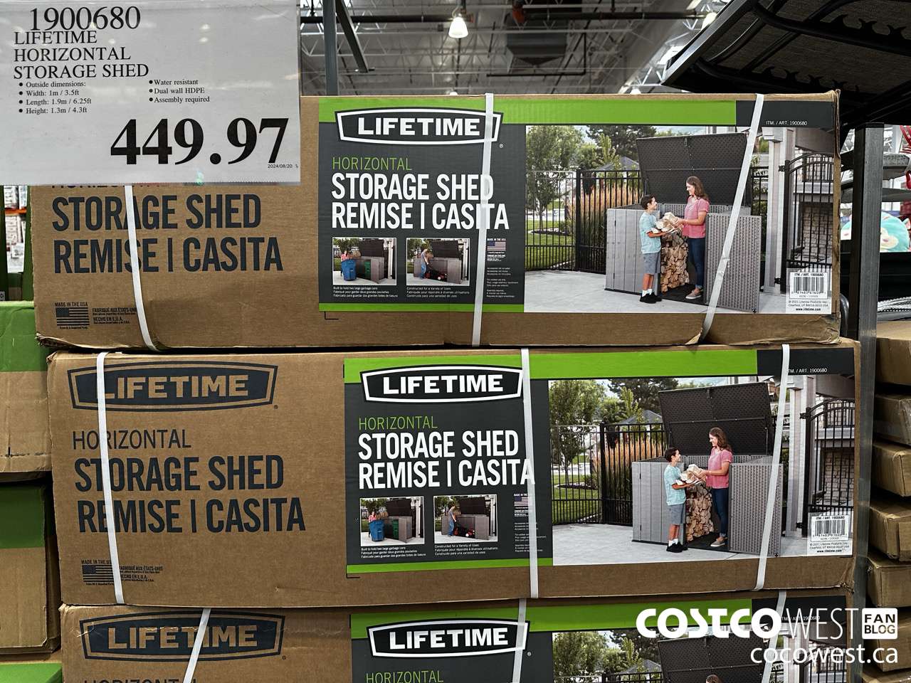 1900680 LIFETIME HORIZONTAL STORAGE SHED $449.97