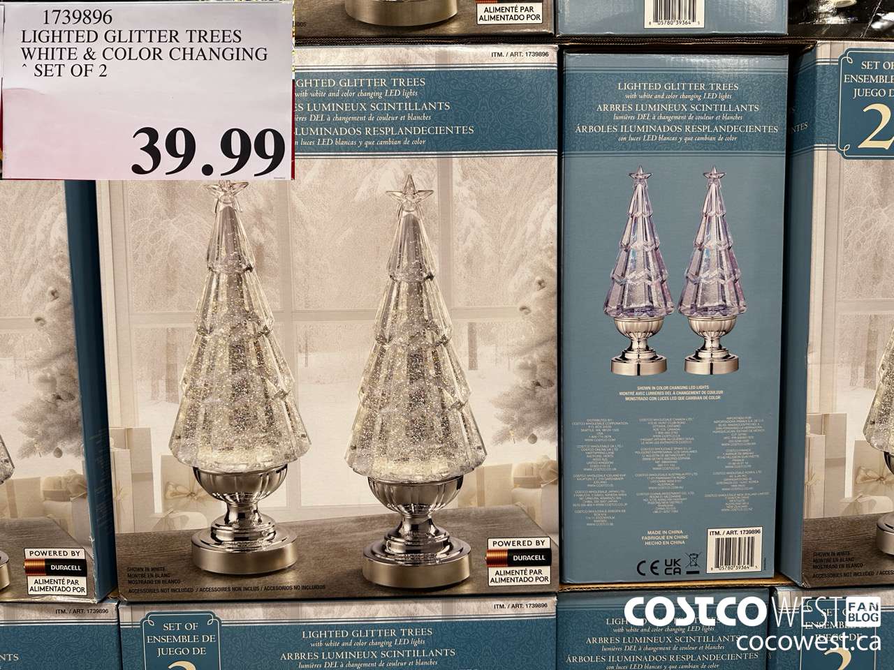 1739896 LIGHTED GLITTER TREES WHITE & COLOR CHANGING SET OF 2 $39.99