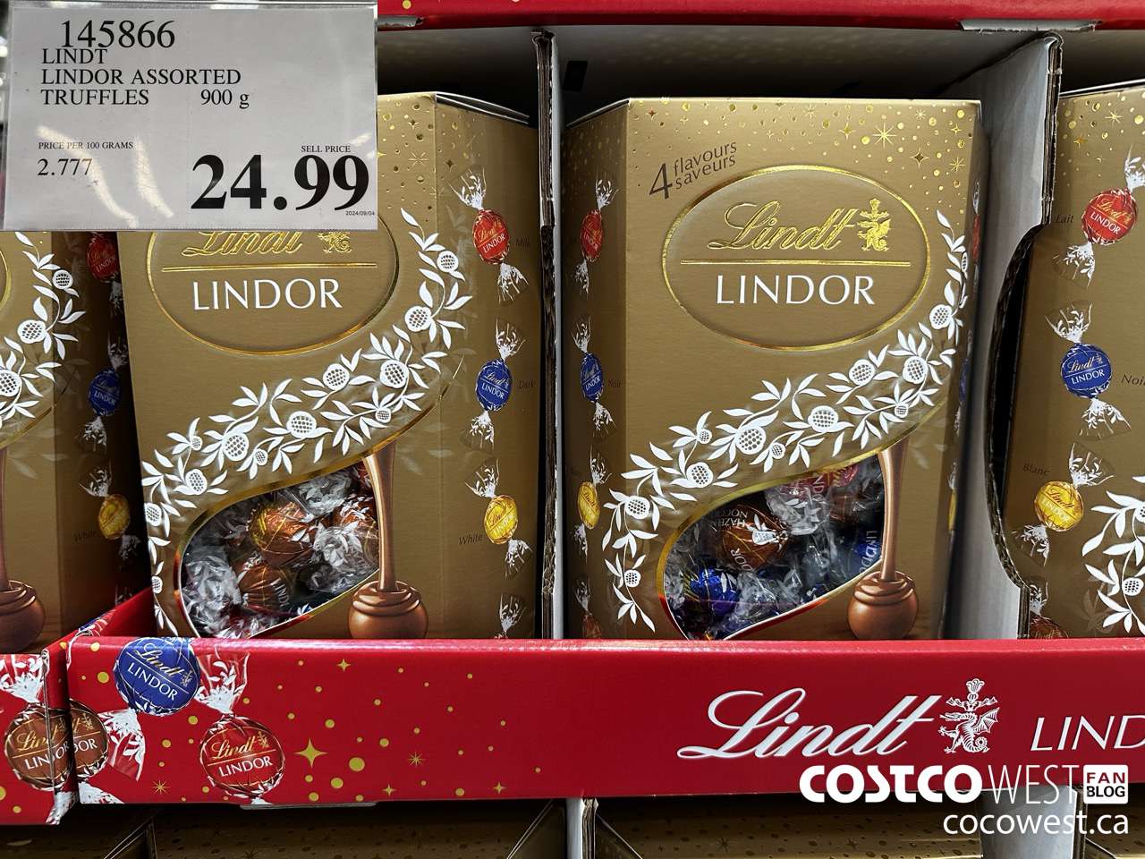 145866 LINDT LINDOR ASSORTED TRUFFLES 900g $24.99