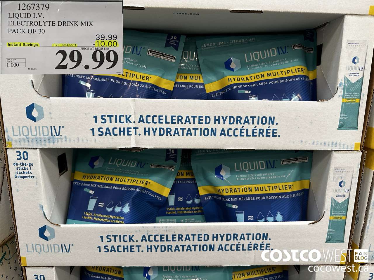 1267379 LIQUID ELECTROLYTE DRINK MIX PACK OF 30 ($10.00 INSTANT SAVINGS EXPIRES ON 2024-10-13) $29.99