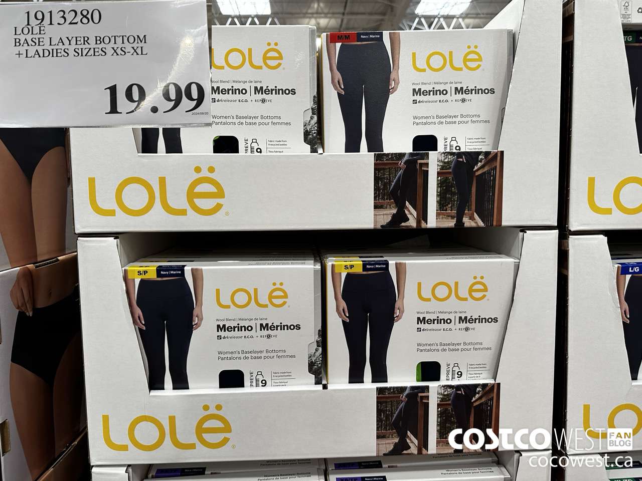 1913280 LOLE BASE LAYER BOTTOM LADIES SIZES XS-XL $19.99