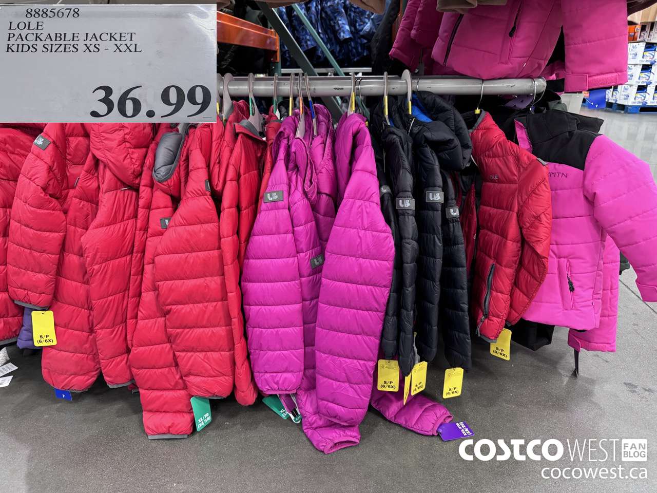 8885678 LOLE PACKABLE JACKET KIDS SIZES XS-XXL $36.99
