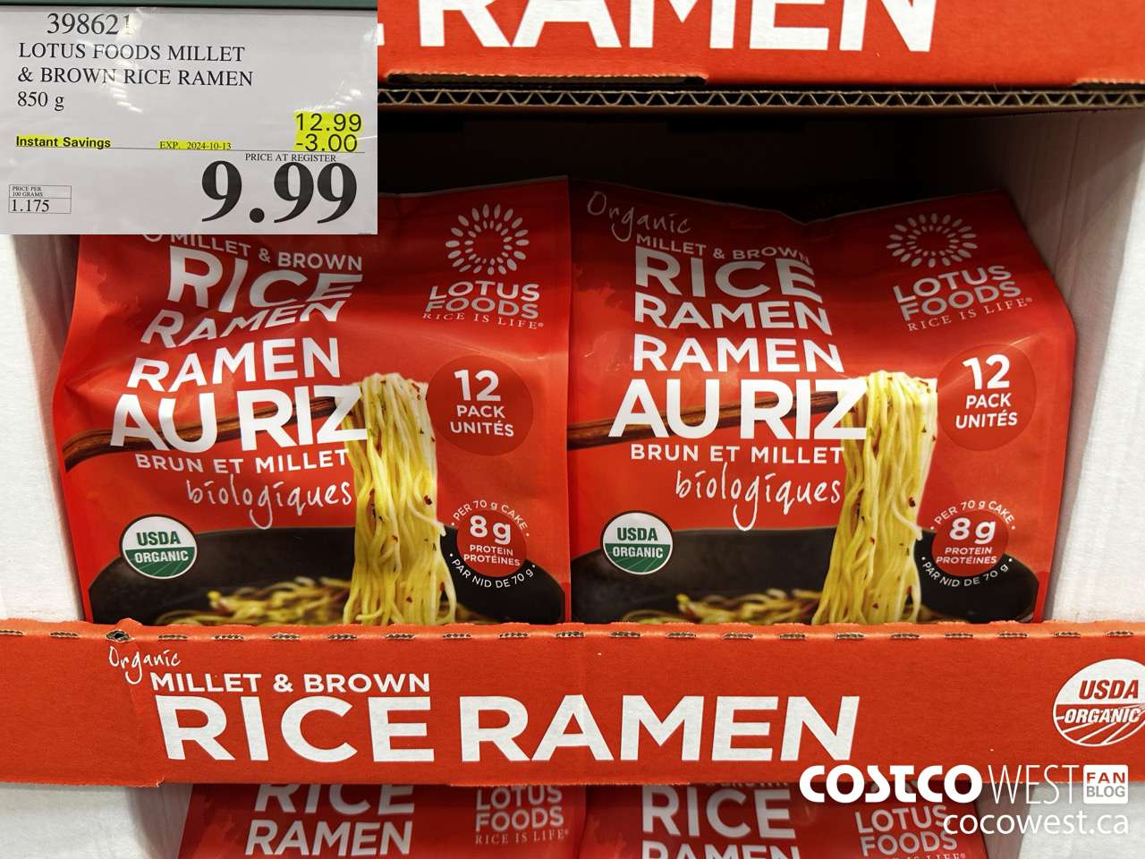 398621 LOTUS FOODS MILLET & BROWN RICE RAMEN 850 g ($3.00 INSTANT SAVINGS EXPIRES ON 2024-10-13) $9.99