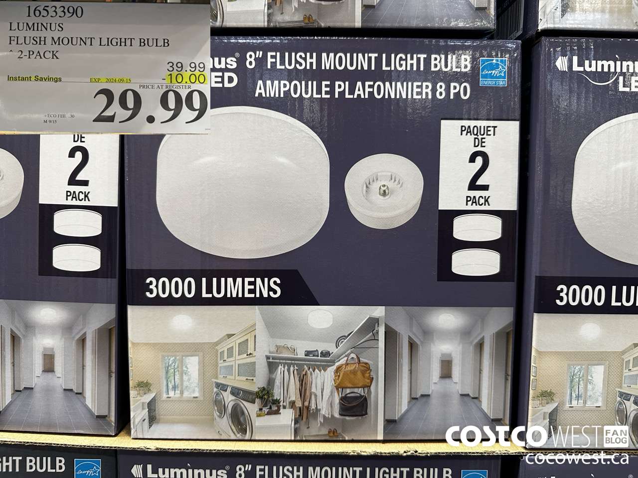 1653390 LUMINUS FLUSH MOUNT LIGHT BULB 2-PACK ($10.00 INSTANT SAVINGS EXPIRES ON 2024-09-15) $29.99