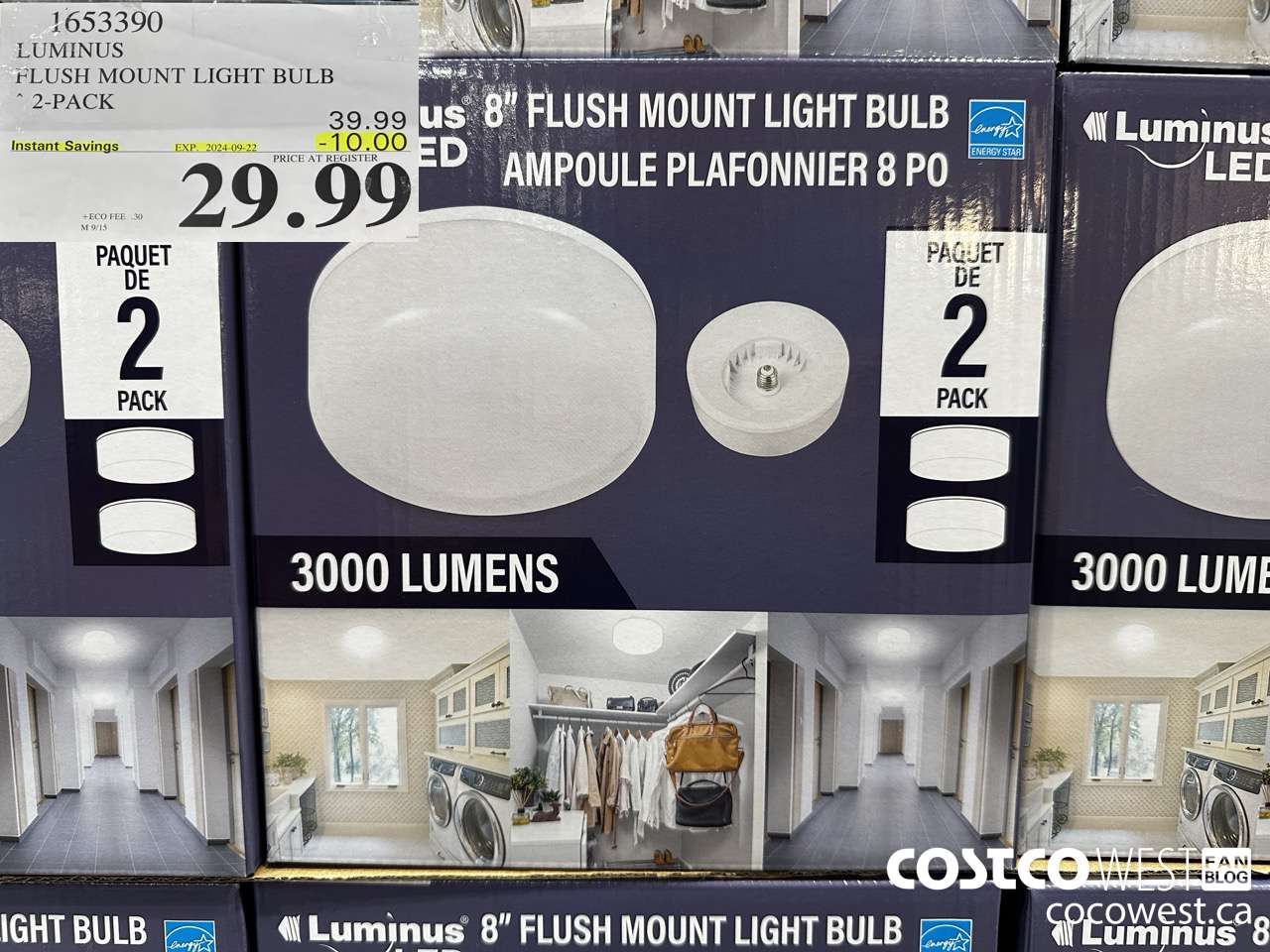 1653390 LUMINUS FLUSH MOUNT LIGHT BULB 2-PACK ($10.00 INSTANT SAVINGS EXPIRES ON 2024-09-22) $29.99
