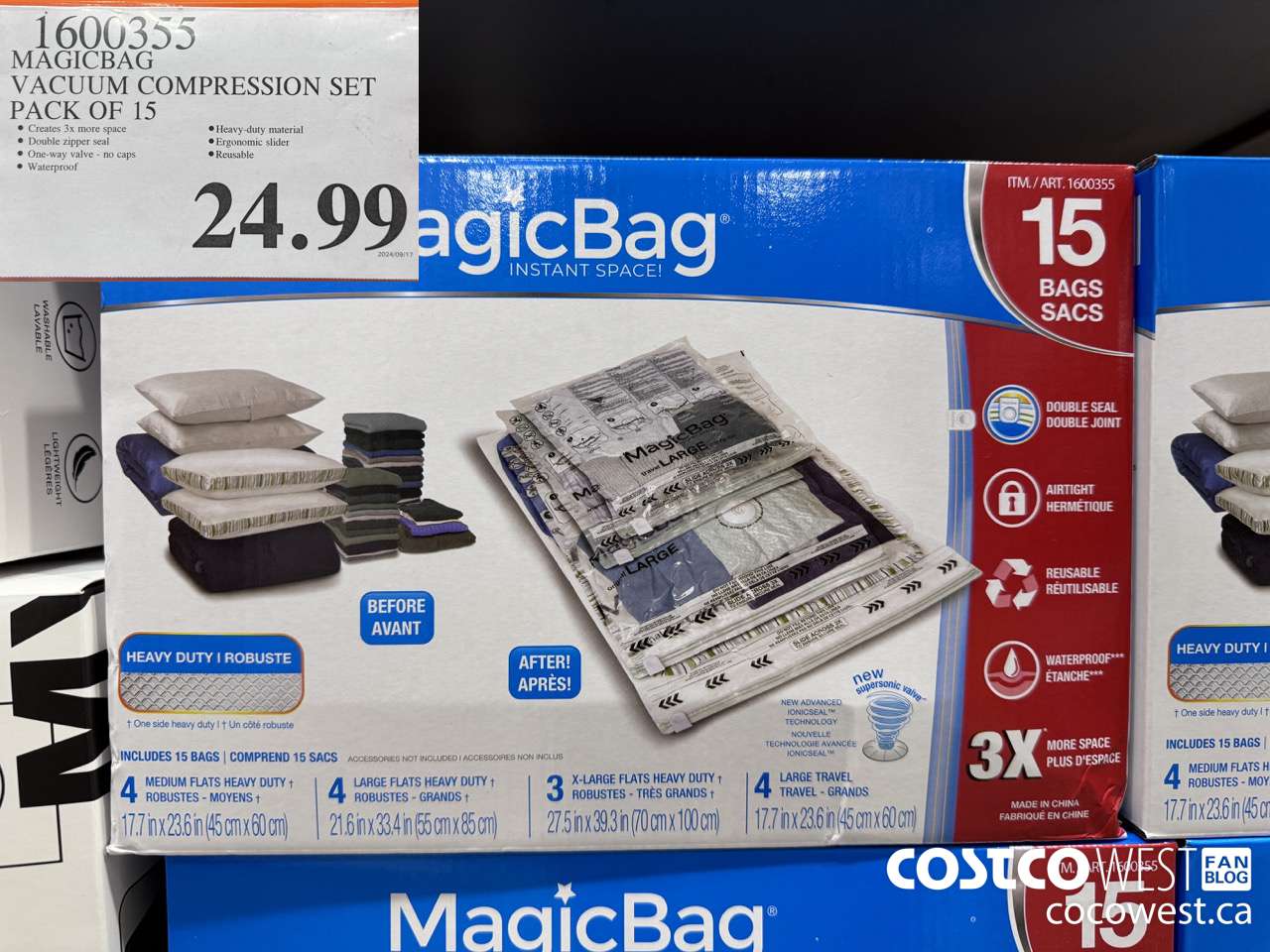 1600355 MAGICBAG VACUUM COMPRESSION SET PACK OF 15 $24.99