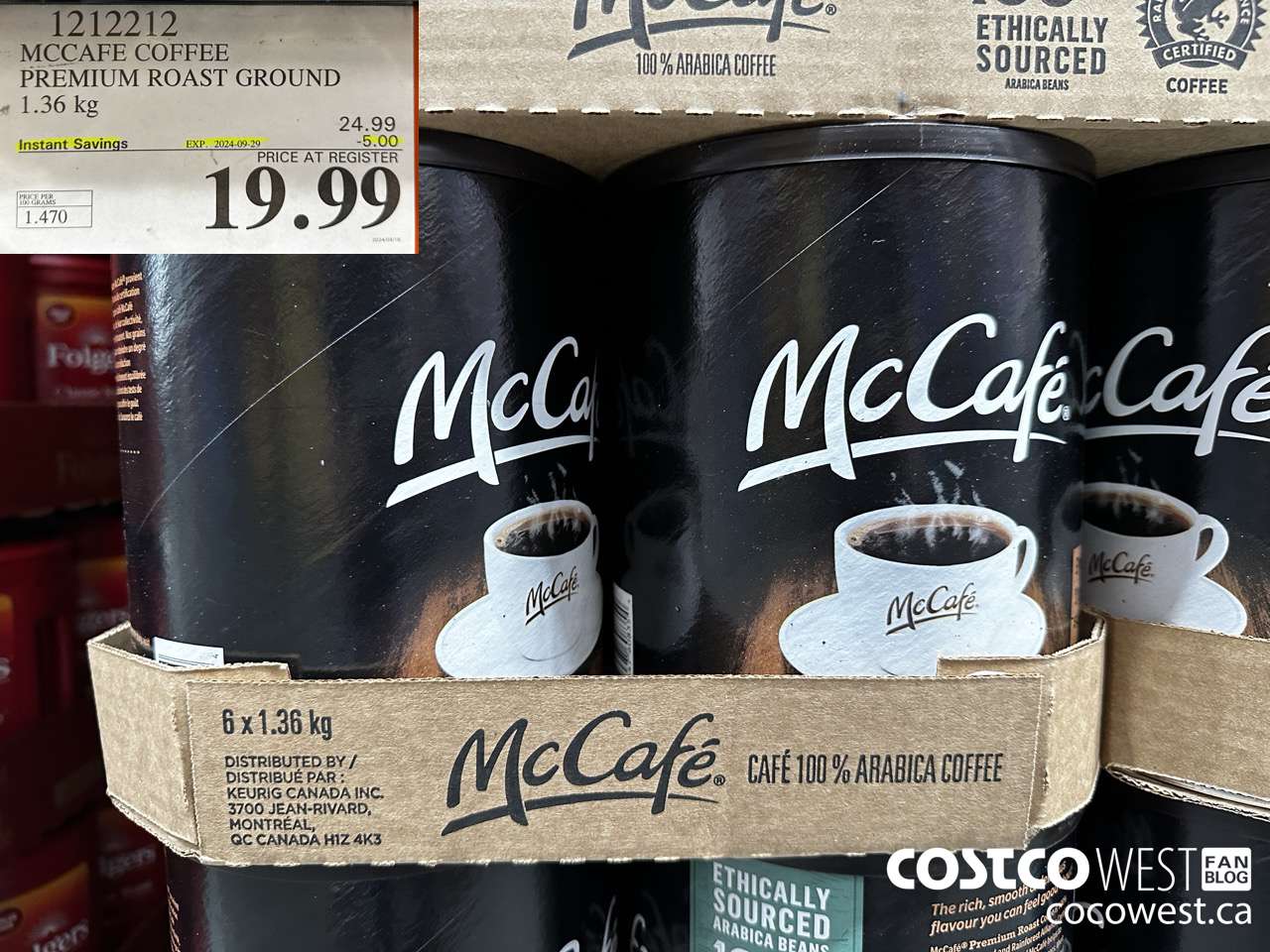 1212212 MCCAFE COFFEE PREMIUM ROAST GROUND 1.36KG ($5.00 INSTANT SAVINGS EXPIRES ON 2024-09-29) $19.99