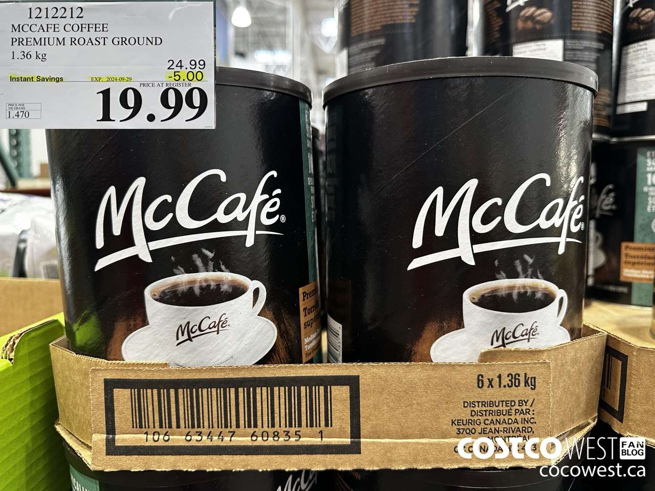 1212212 MCCAFE COFFEE PREMIUM ROAST GROUND 1.36KG ($5.00 INSTANT SAVINGS EXPIRES ON 2024-09-29) $19.99