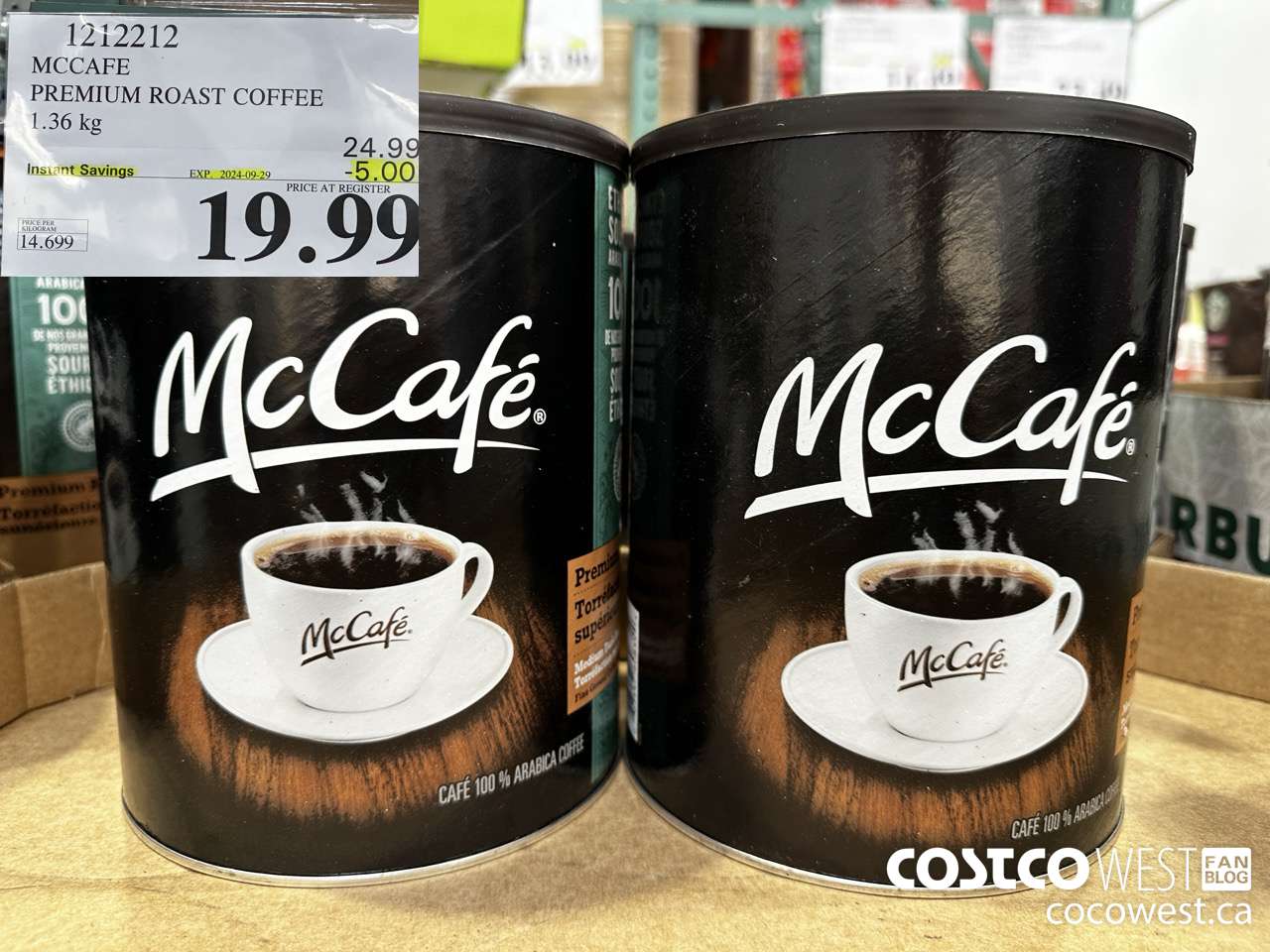 1212212 MCCAFE COFFEE PREMIUM ROAST GROUND 1.36KG ($5.00 INSTANT SAVINGS EXPIRES ON 2024-09-29) $19.99