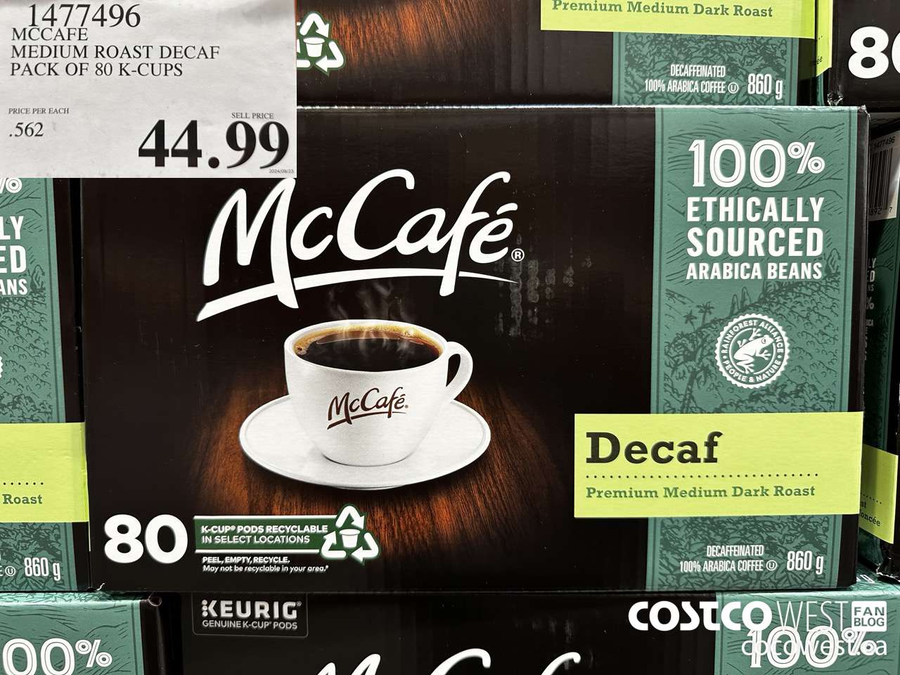 1477496 MCCAFE MEDIUM ROAST DECAF PACK OF 80 K-CUPS $44.99