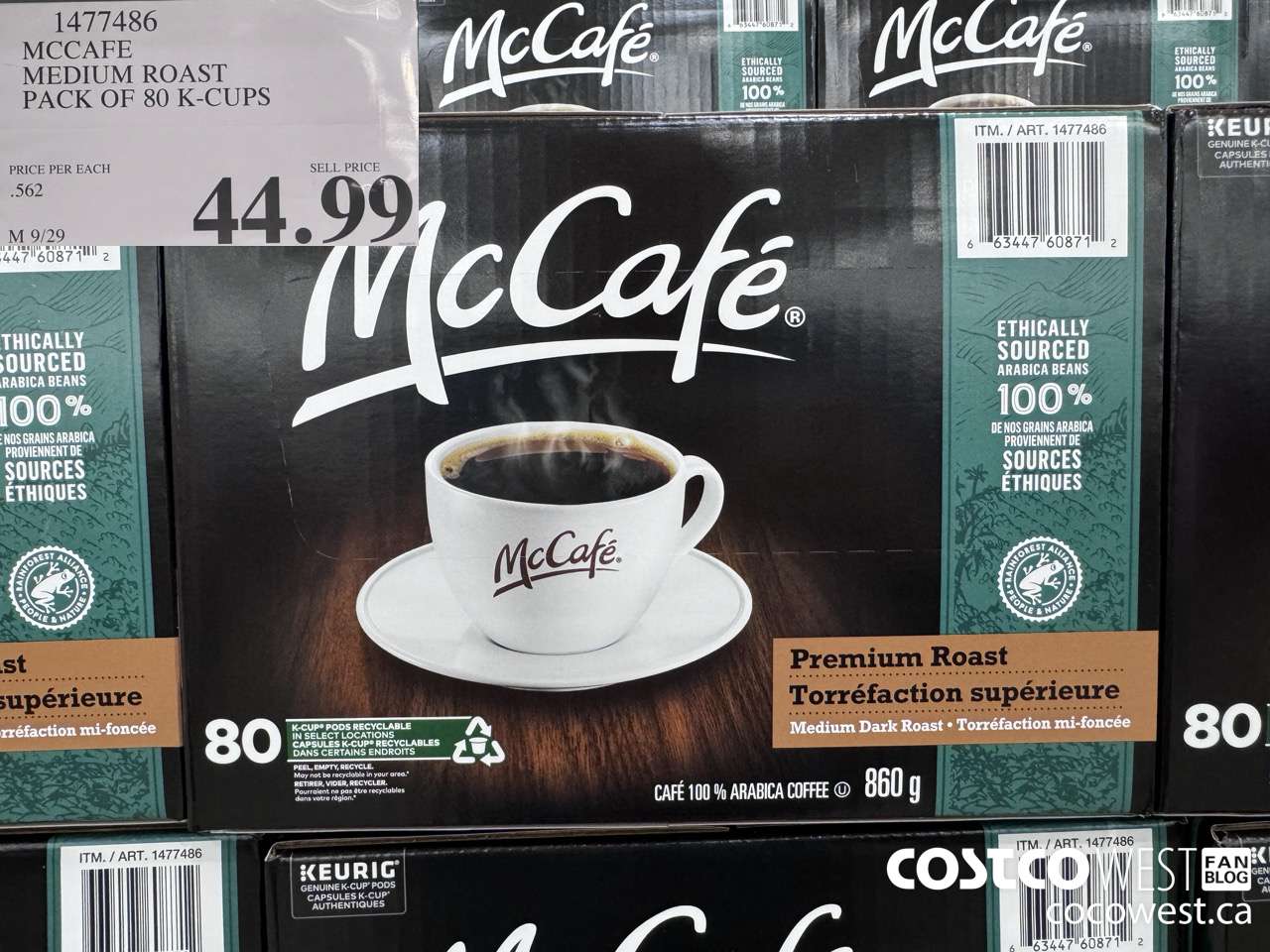 1477486 MCCAFE MEDIUM ROAST K-CUPS 80 COUNT  $44.99