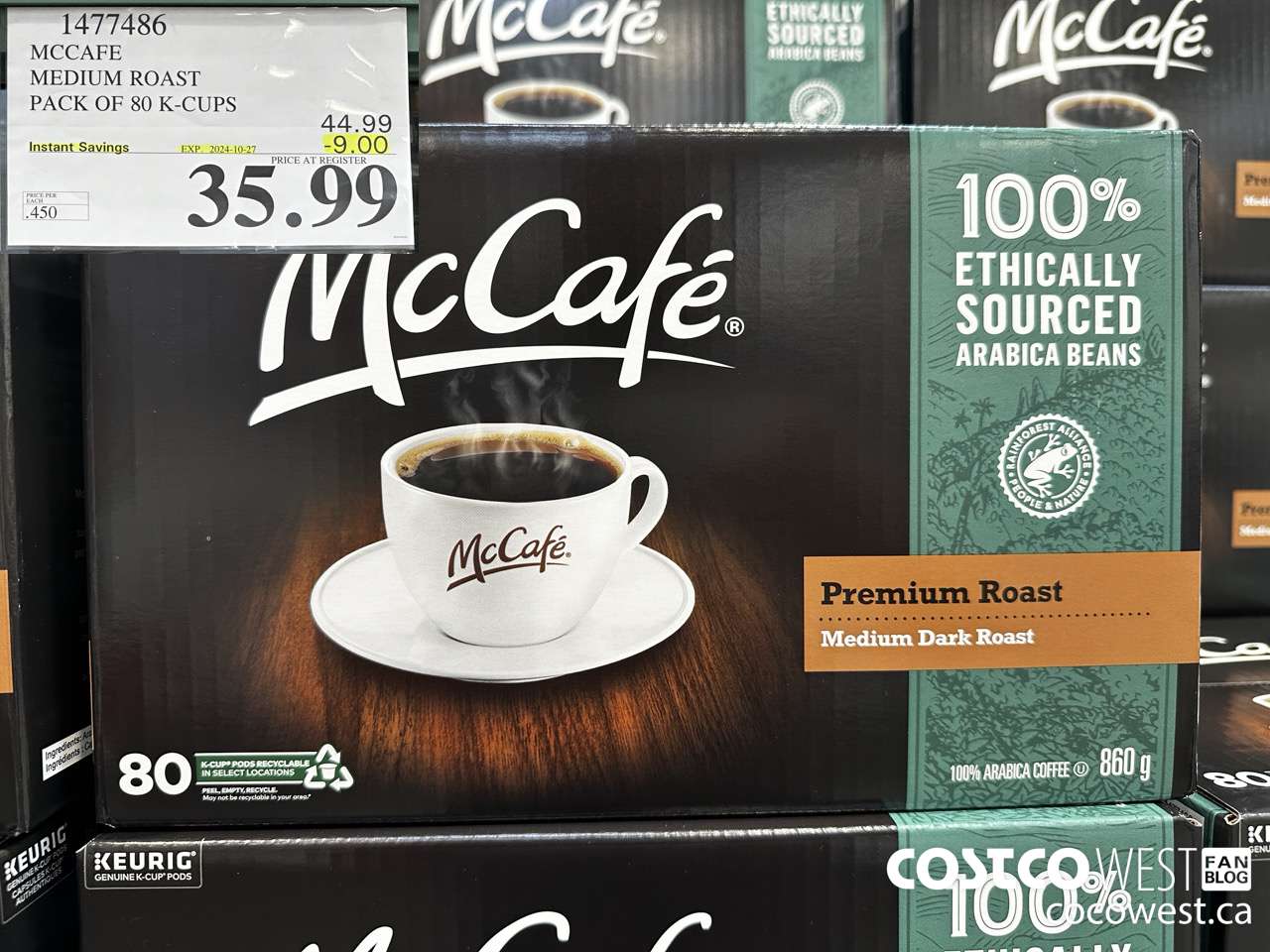 1477486 MCCAFE MEDIUM ROAST K-CUPS 80 COUNT  ($9.00 INSTANT SAVINGS EXPIRES ON 2024-10-27) $35.99