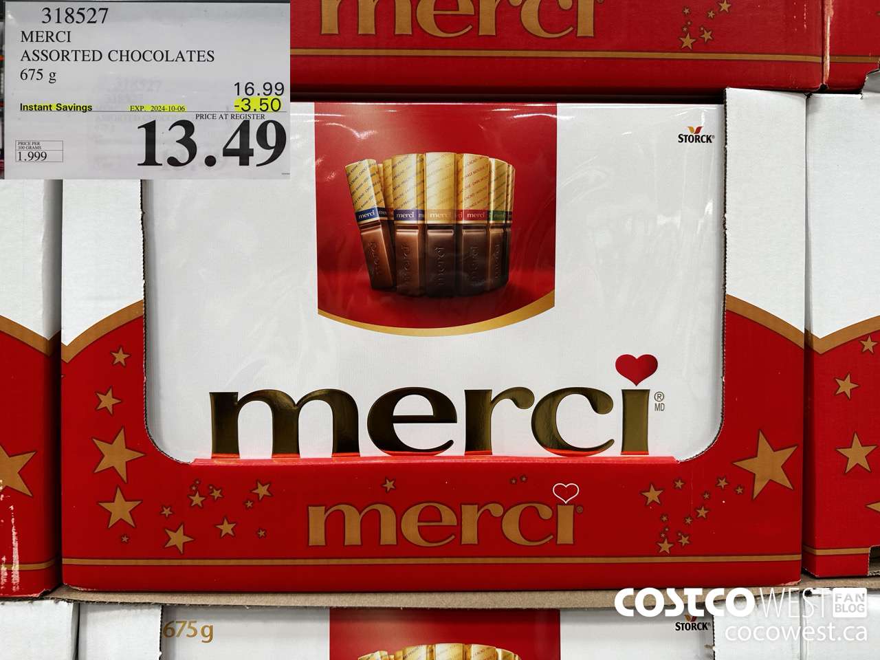 318527 MERCI ASSORTED CHOCOLATES 675 g ($3.50 INSTANT SAVINGS EXPIRES ON 2024-10-06) $13.49