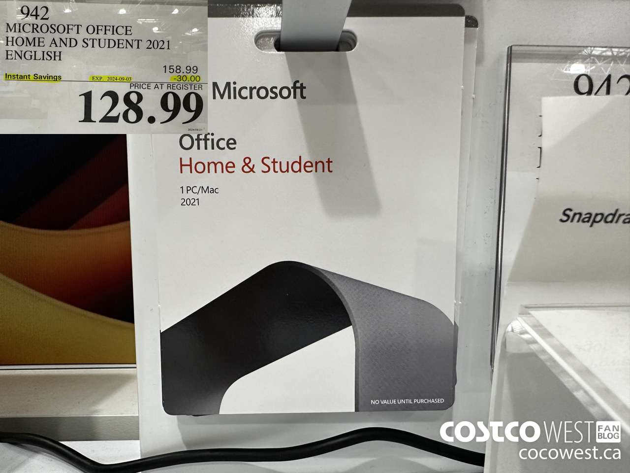 942 MICROSOFT OFFICE HOME AND STUDENT 2021 ENGLISH  ($30.00 INSTANT SAVINGS EXPIRES ON 2024-09-03) $128.99