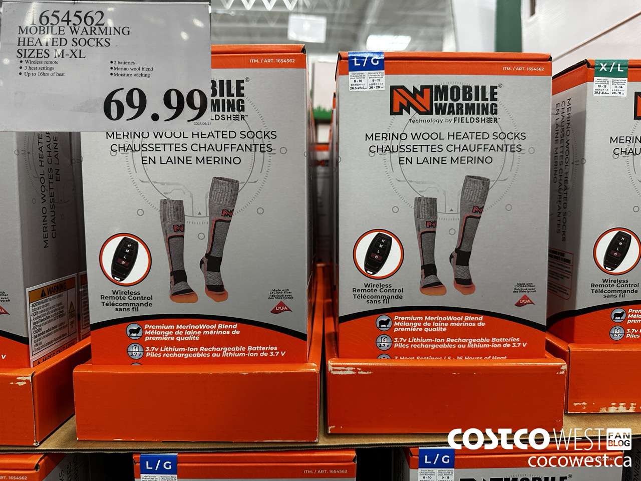 1654562 MOBILE WARMING HEATED SOCKS SIZES M-XL $69.99