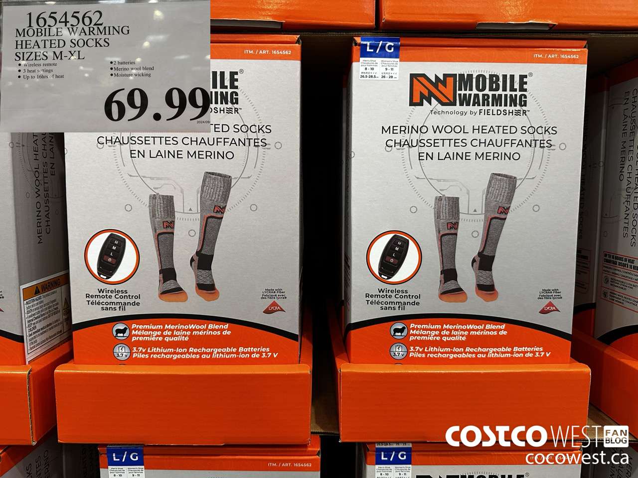 1654562 MOBILE WARMING HEATED SOCKS SIZES M-XL $69.99