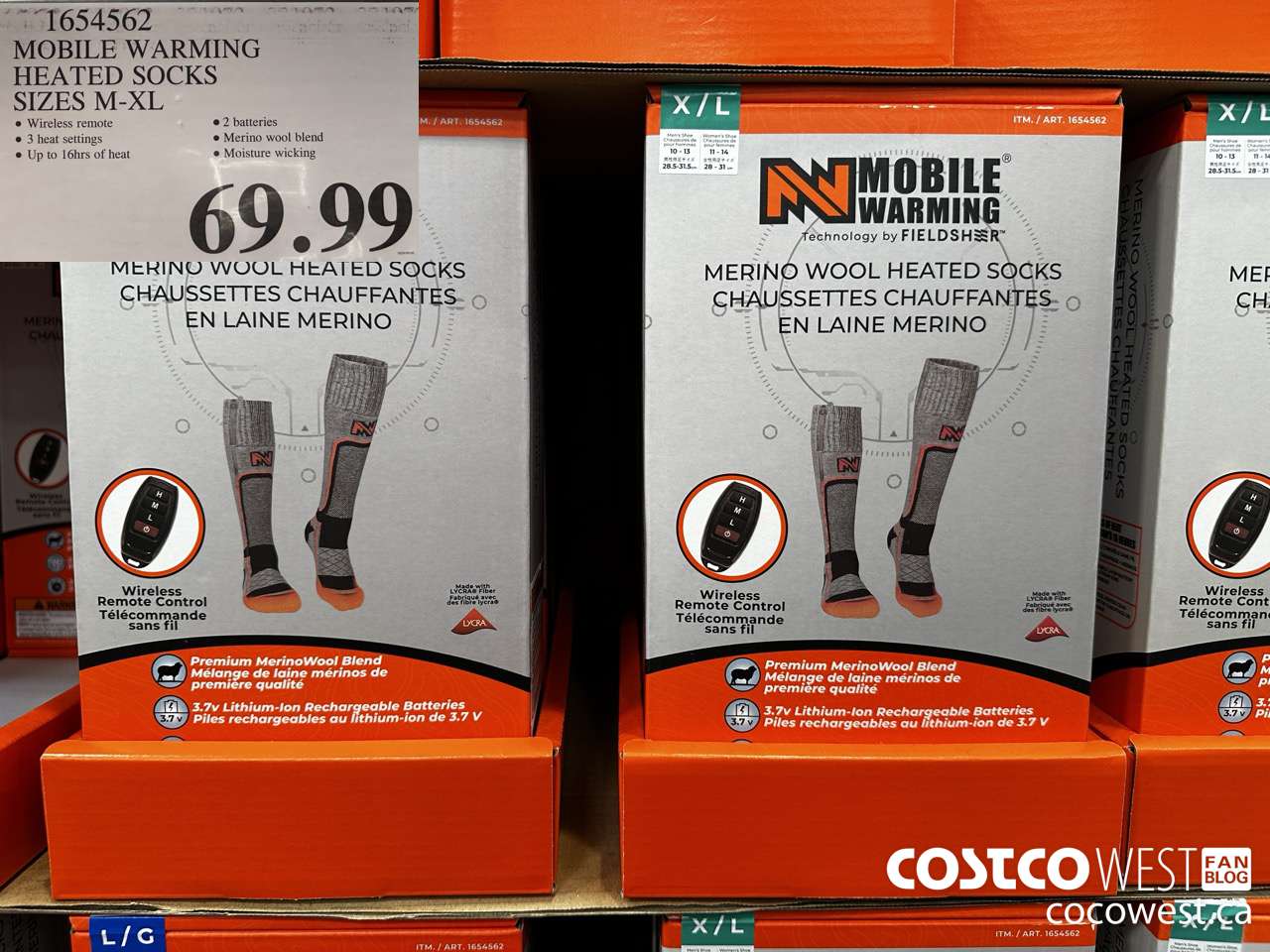 1654562 MOBILE WARMING HEATED SOCKS SIZES M-XL $69.99