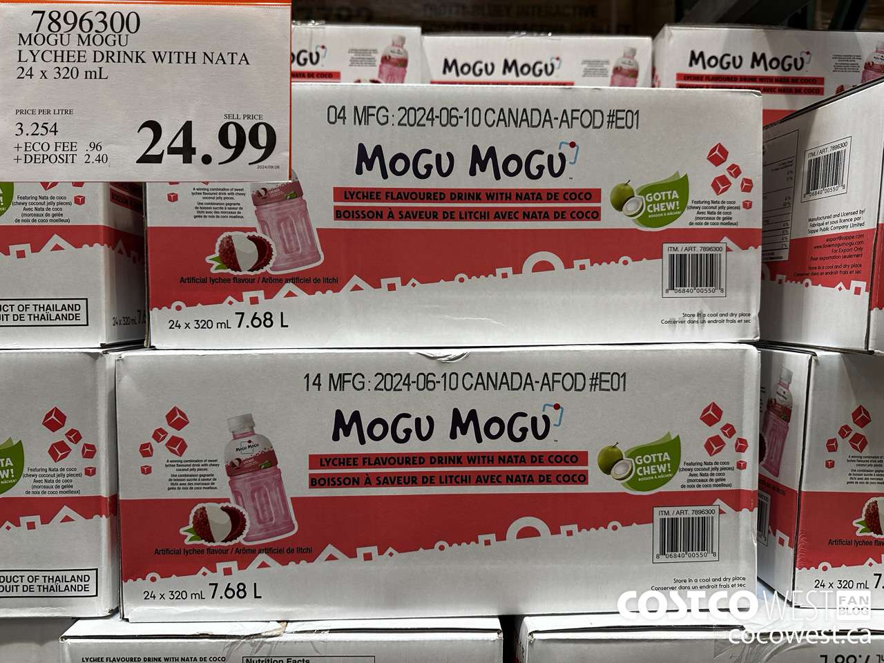 7896300 MOGU MOGU LYCHEE DRINK WITH NATA 24 X 320 ML $24.99