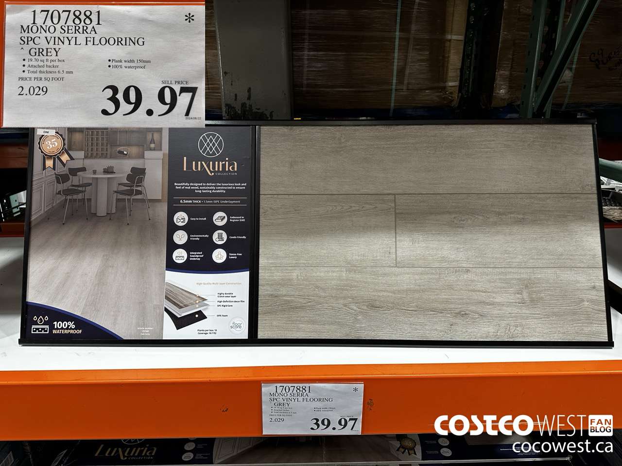 1707881 MONO SERRA SPC VINYL FLOORING GREY $39.97