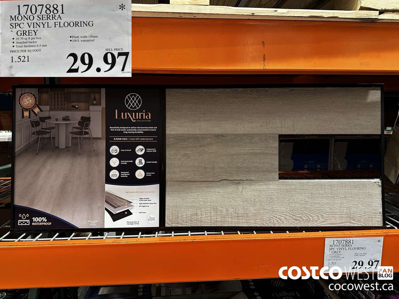 1707881 MONO SERRA SPC VINYL FLOORING GREY $29.97