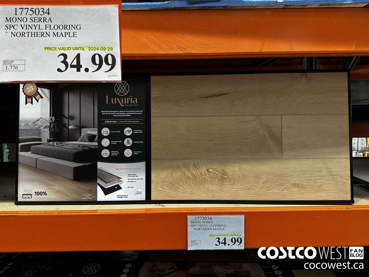 1775034 MONO SERRA SPC VINYL FLOORING NORTHERN MAPLE (EXPIRES ON 2024-09-29) $34.99