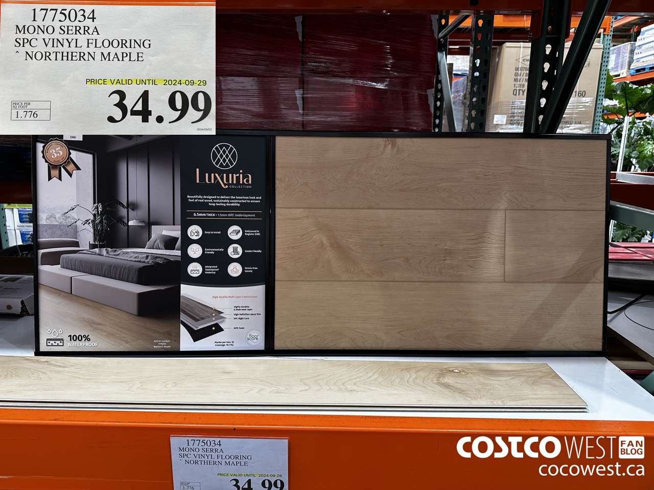 1775034 MONO SERRA SPC VINYL FLOORING NORTHERN MAPLE (EXPIRES ON 2024-09-29) $34.99