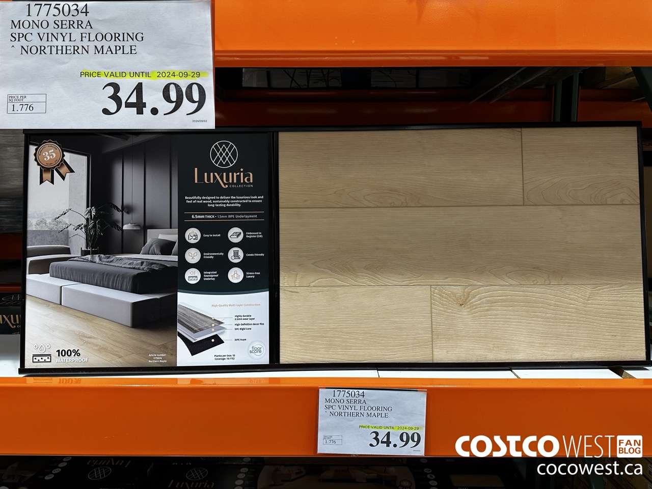 1775034 MONO SERRA SPC VINYL FLOORING NORTHERN MAPLE (EXPIRES ON 2024-09-29) $34.99