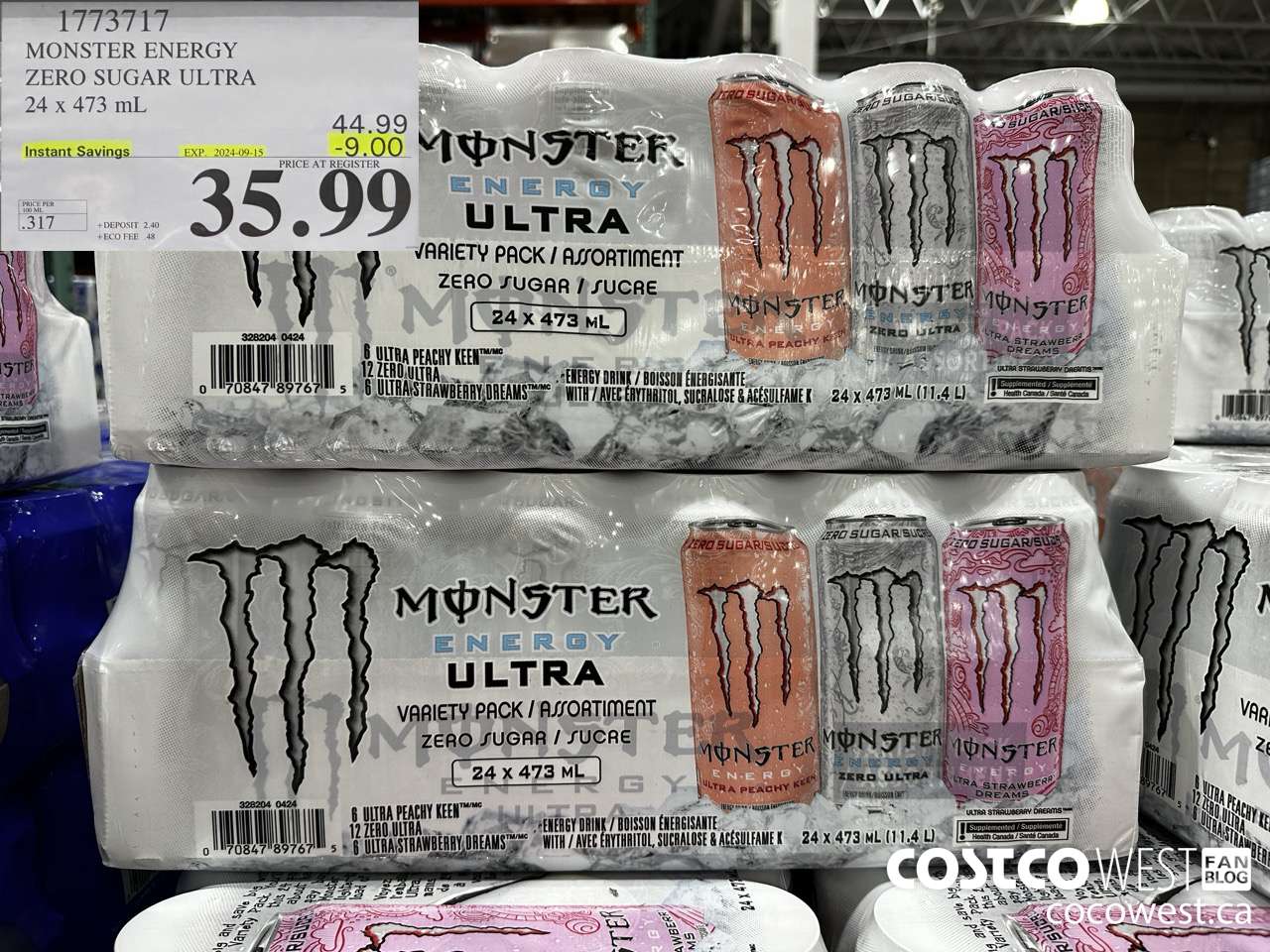 1773717 MONSTER ENERGY 24 X 473ML ($9.00 INSTANT SAVINGS EXPIRES ON 2024-09-15) $35.99