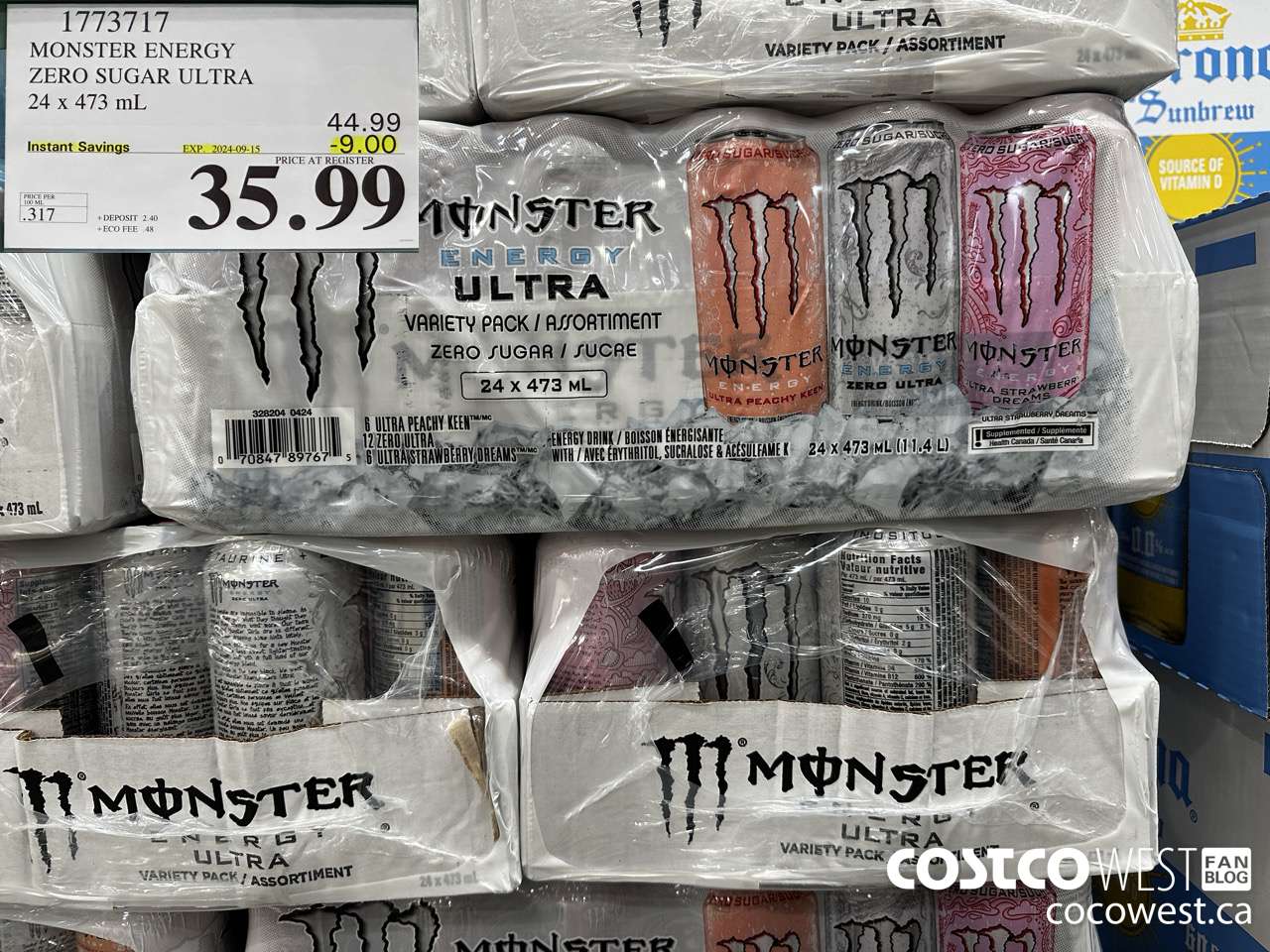 1773717 MONSTER ENERGY 24 X 473ML ($9.00 INSTANT SAVINGS EXPIRES ON 2024-09-15) $35.99