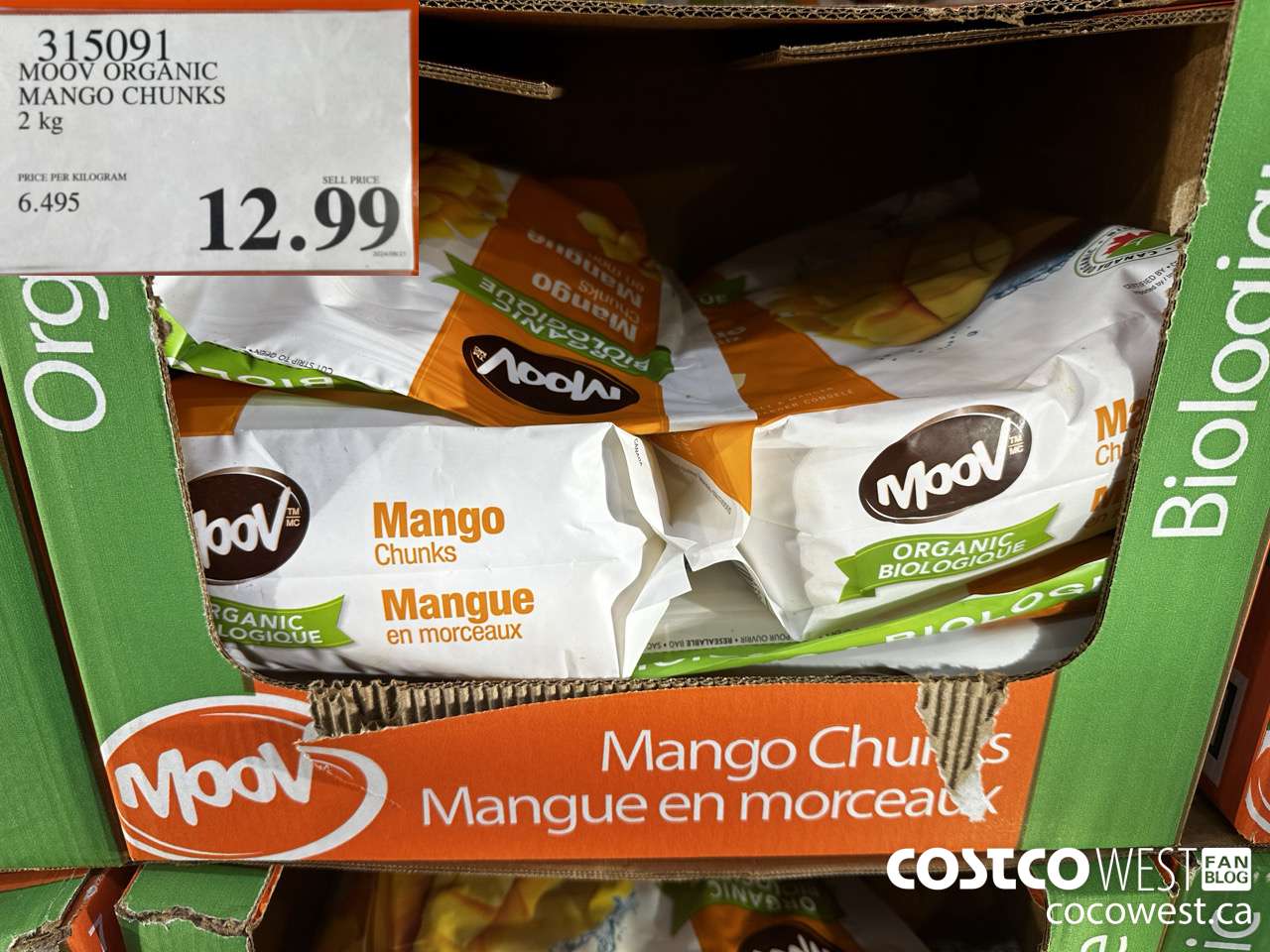 315091 MOOV ORGANIC MANGO CHUNKS 2 kg $12.99